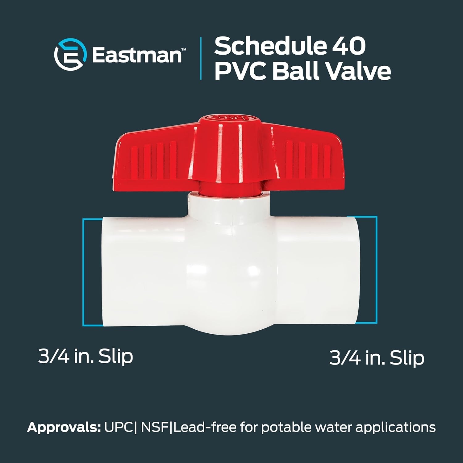 Compact 3/4″ PVC Ball Valve with Slip Connections – 150 PSI Maximum Performance