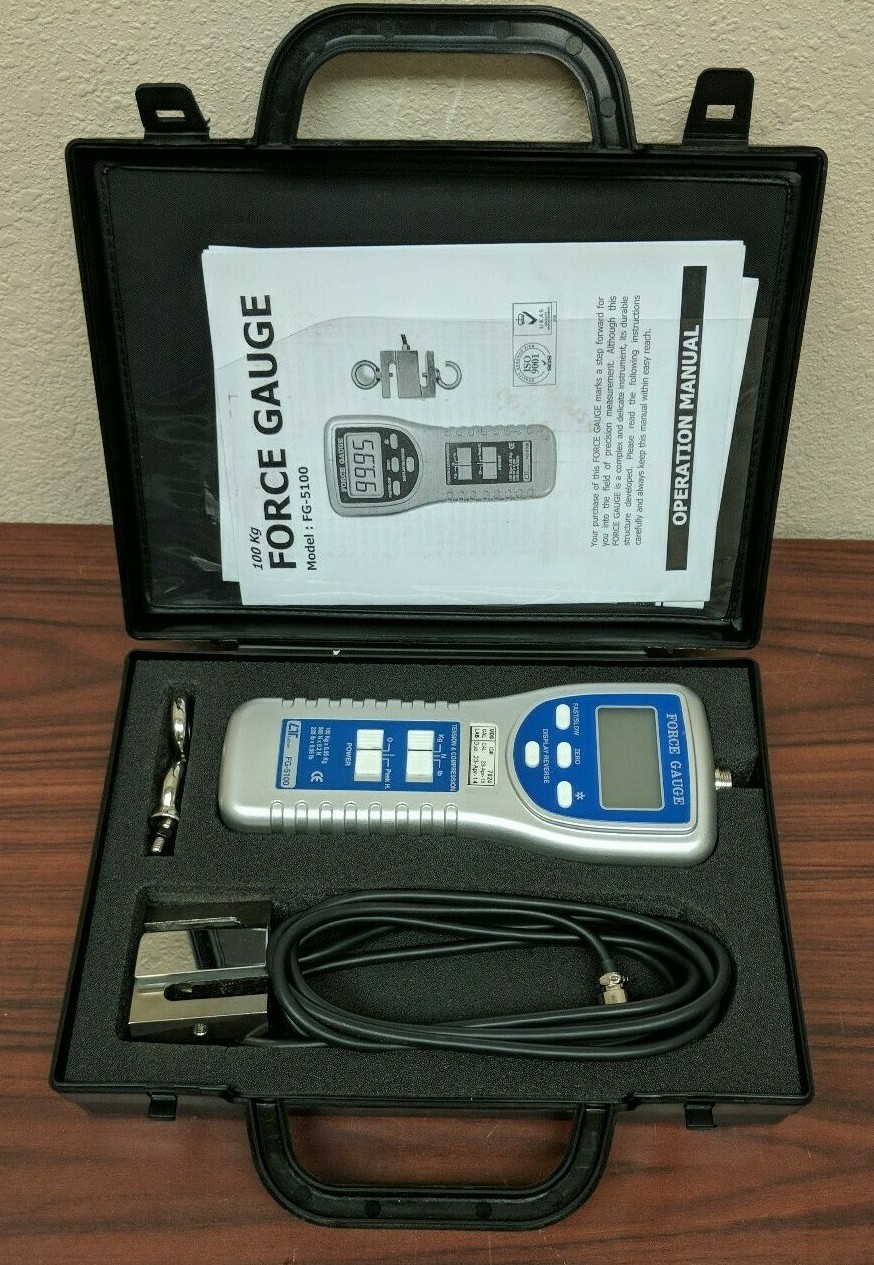LUTRON FG-5100 Force Gauge 220lb 100kg KG/LB/NEWTON Tension / Comprssion RS-232