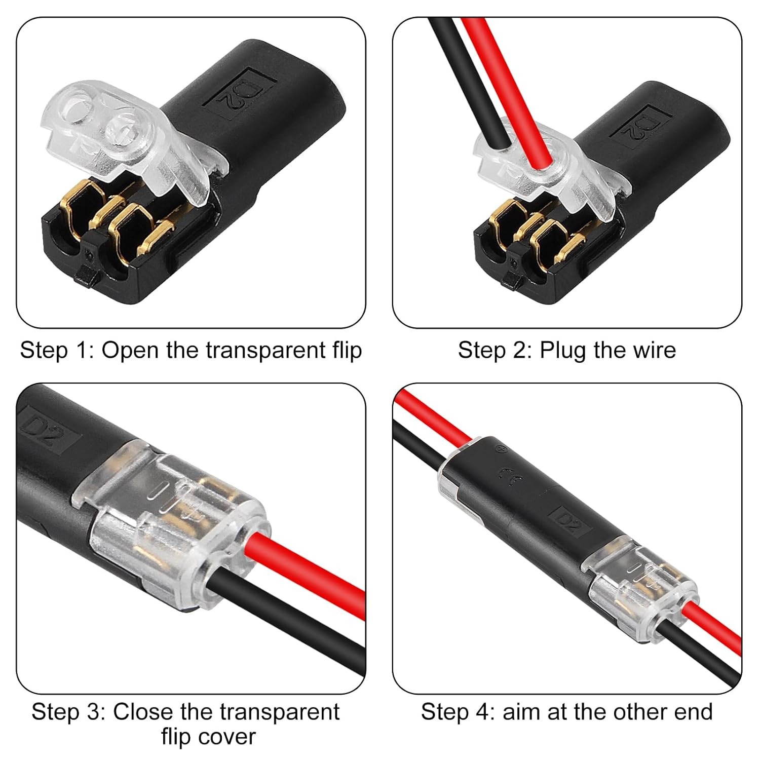 Double-Wire Plug-in Connector with Locking Buckle, Led Light Strip Connectors