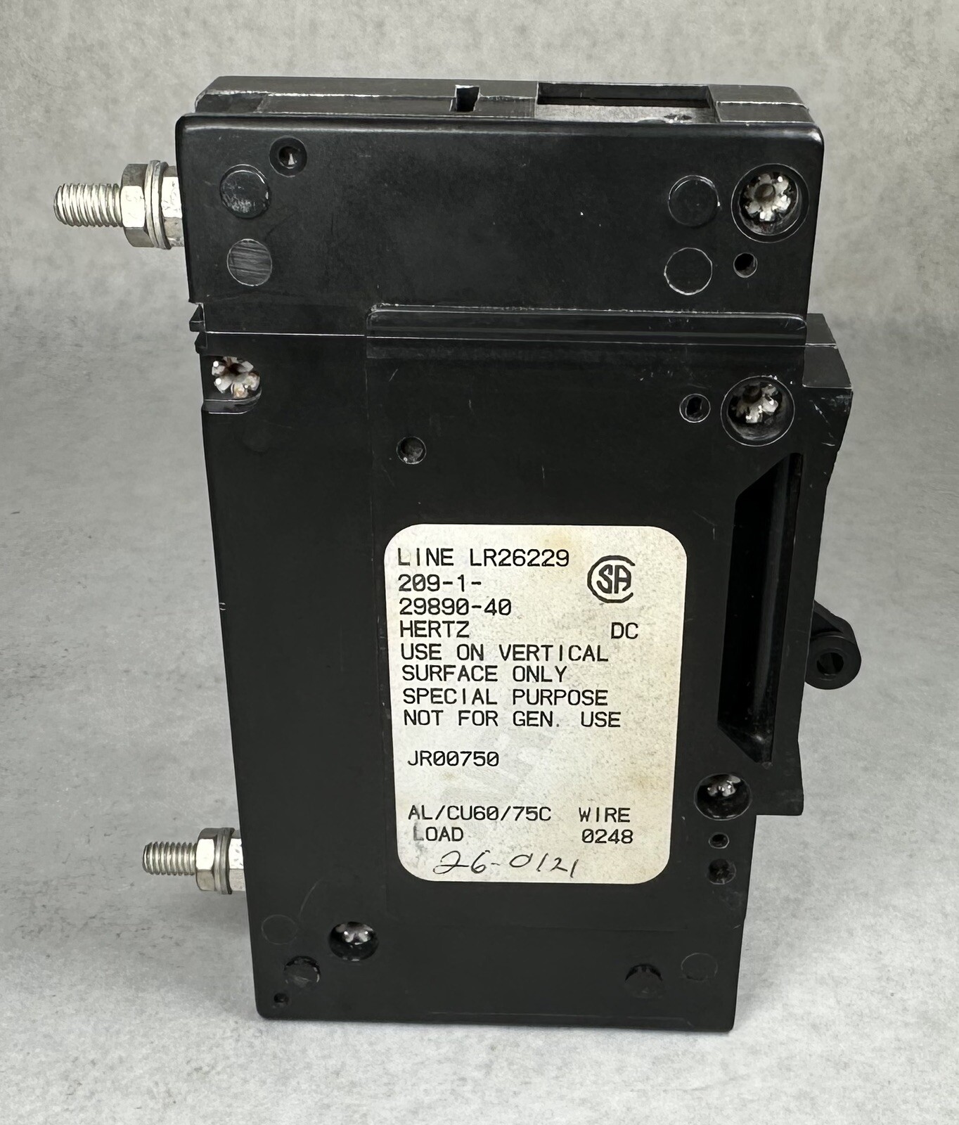 NEW AIRPAX 209-1-29890-40 Circuit Breaker, 1-Pole 125 VDC 40 Amps