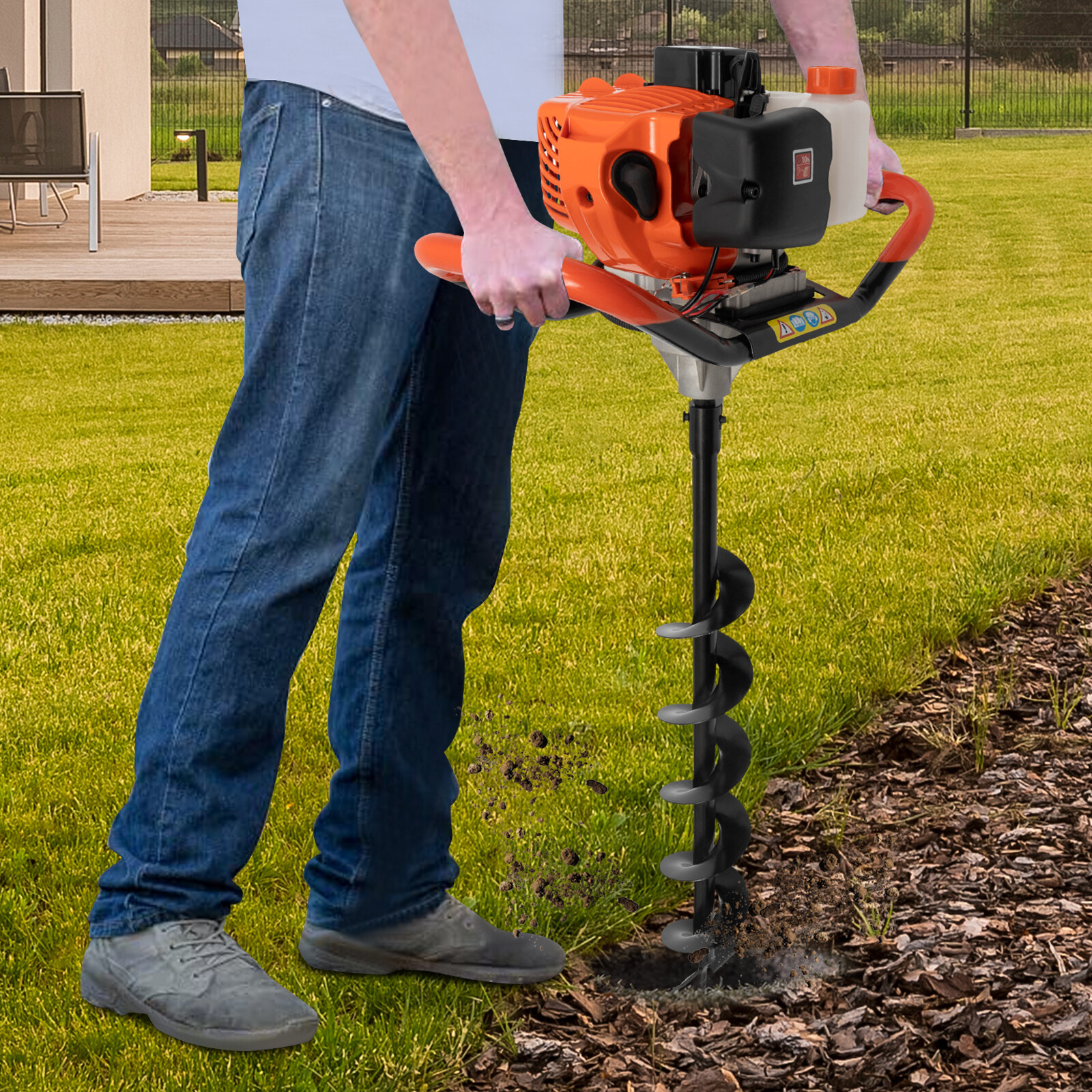 52CC Post Hole Digger Gas Powered Earth Auger Borer Ground 4″ 6″ 8″ Bits