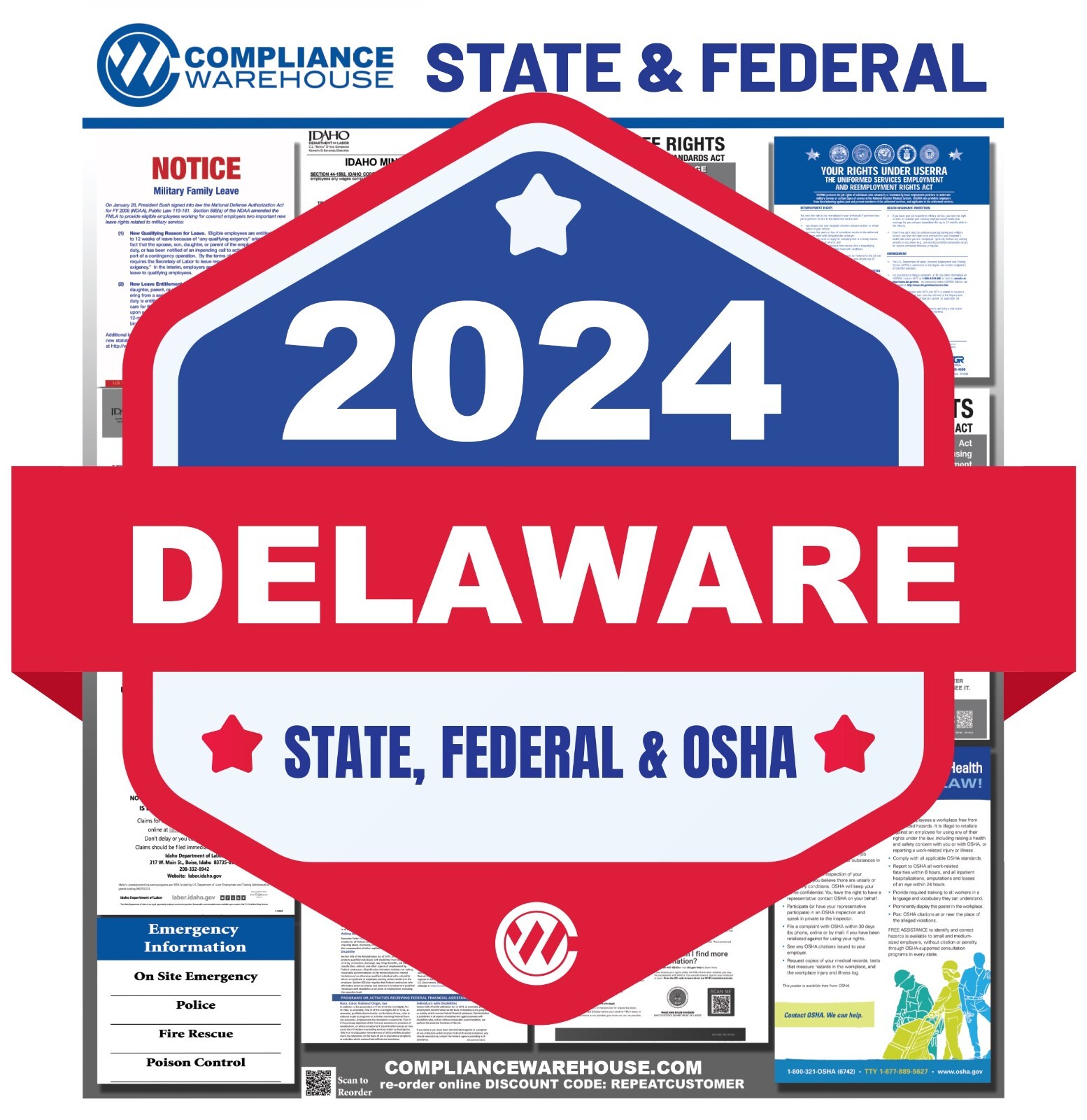 2024 Delaware State/Fed Labor Law in 1 Compliance Poster Nonlaminated/Laminated