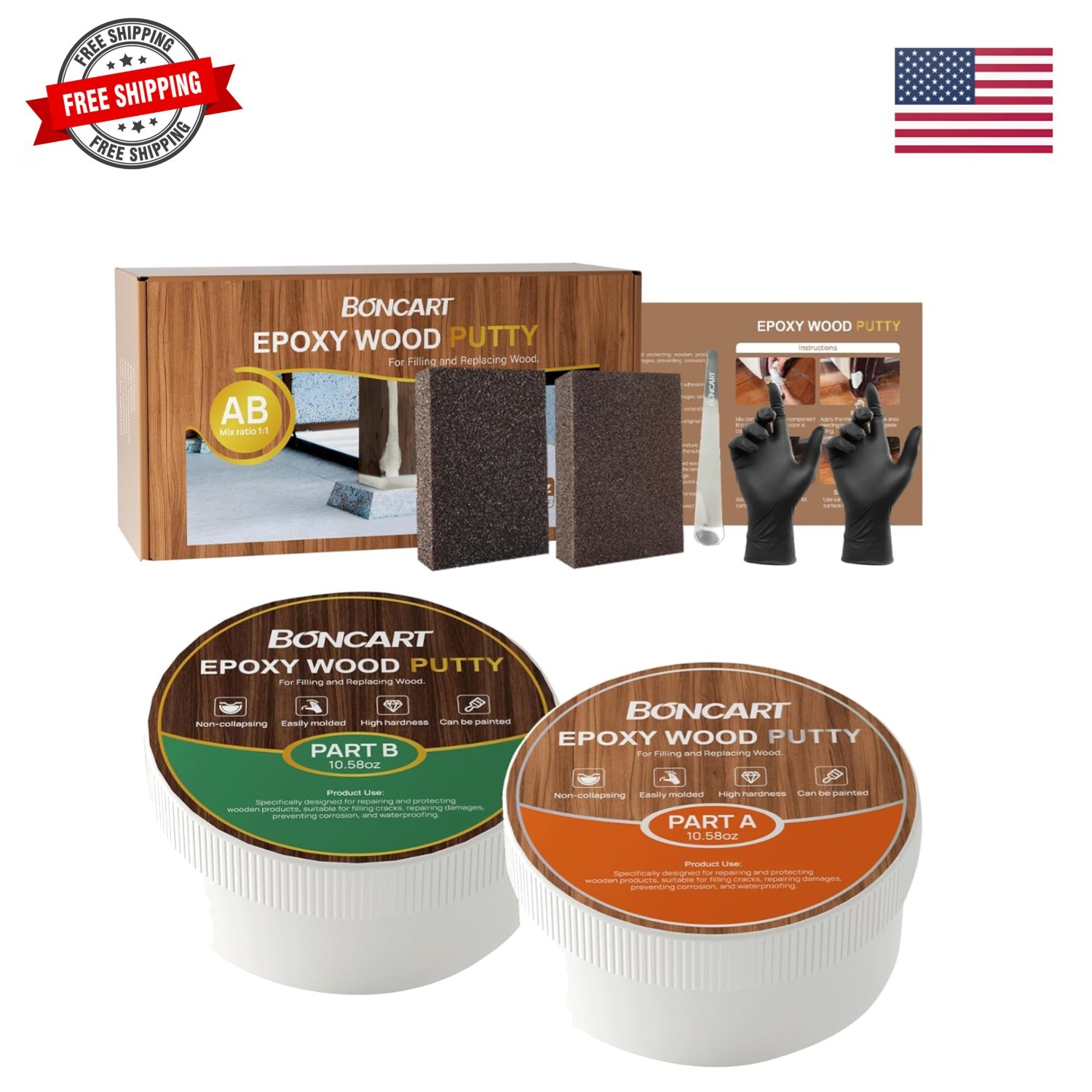 Epoxy Wood Putty, High Strength Filler Putty, Stainable 2-Part Epoxy Filler, …