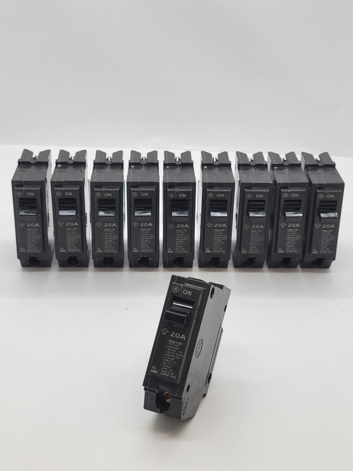 10PC General Electric THQL1120 Plug-In Circuit Breaker 20A 1P 120/240V THQL