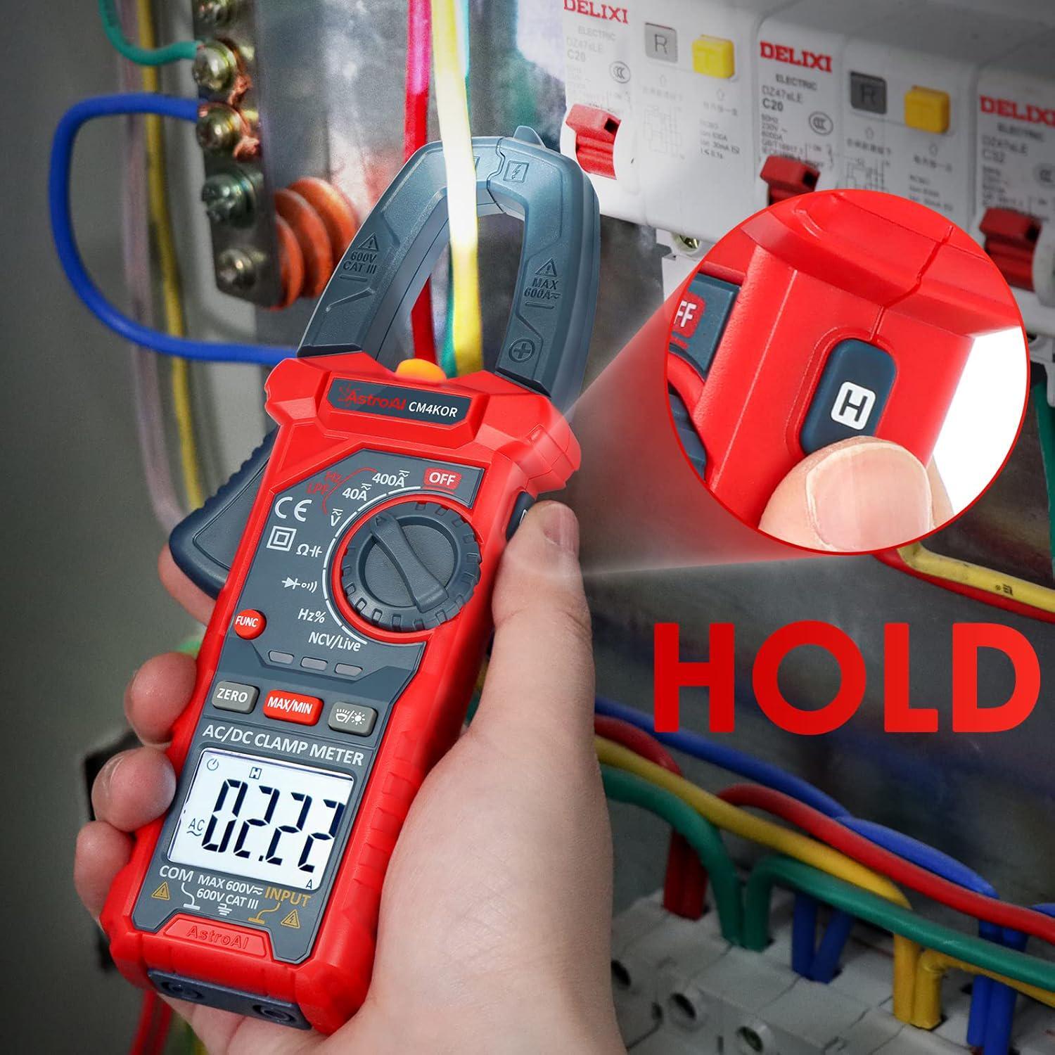AstroAI Digital Clamp Meter Multimeter 4000 Counts Auto-ranging Amp Tester AC/DC