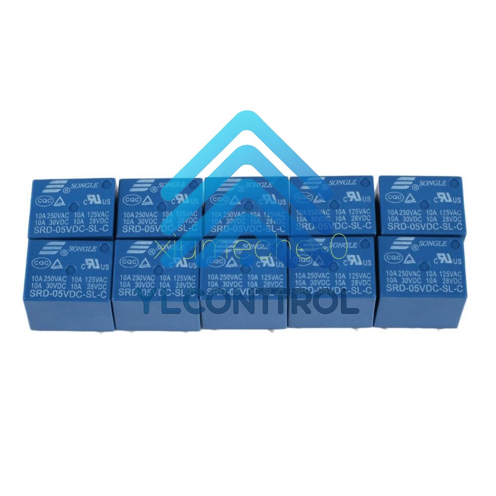 10pcs Mini Power Relay 5V DC SRD-5VDC-SL-C SRD-5VDC-SL-C PCB