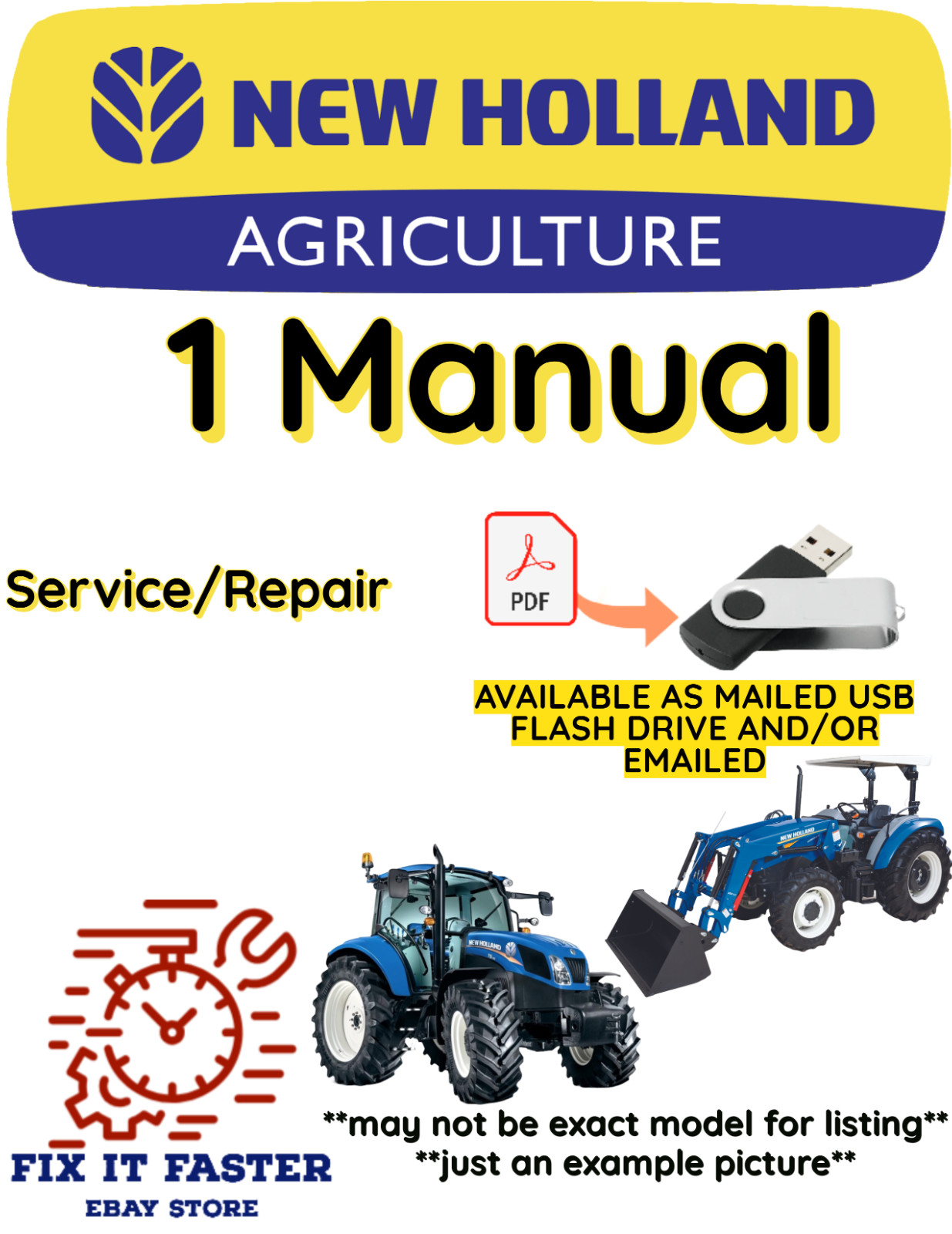 NEW HOLLAND TD5.80 TRACTOR MANUAL SERVICE REPAIR SHOP PDF USB