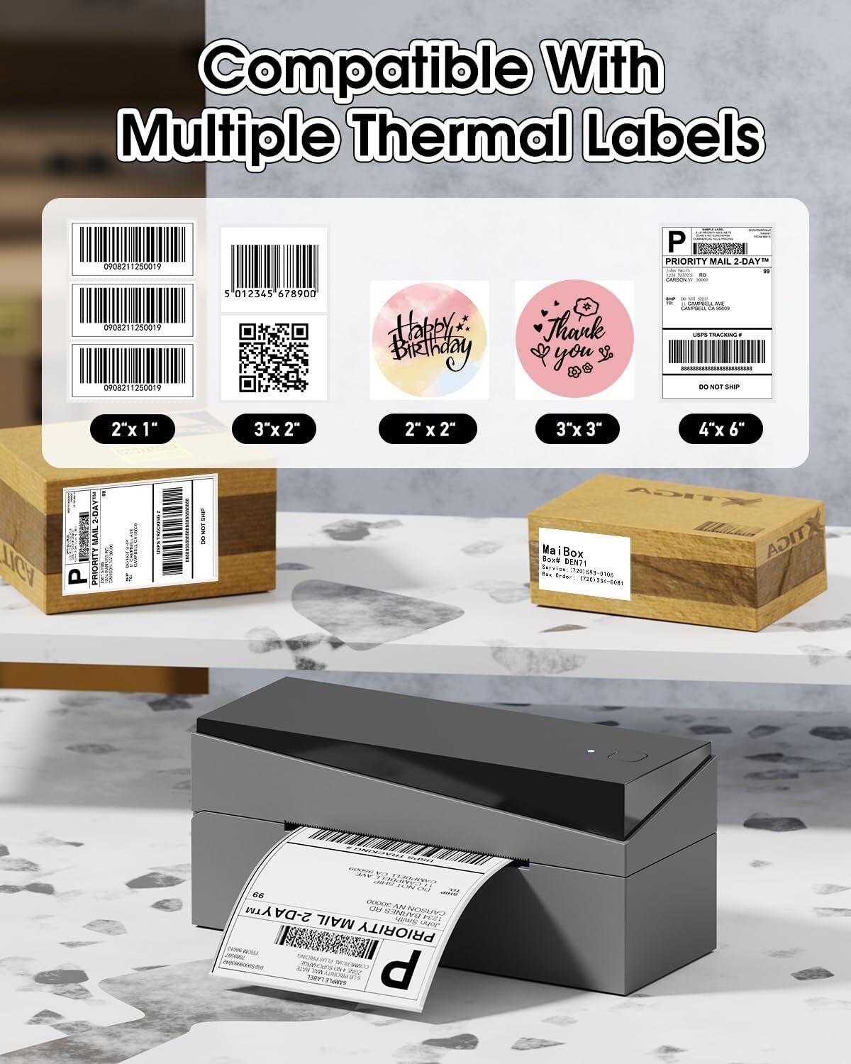 Phomemo PM-249BT Bluetooth Thermal Shipping Label Printer for USPS eBay Etsy