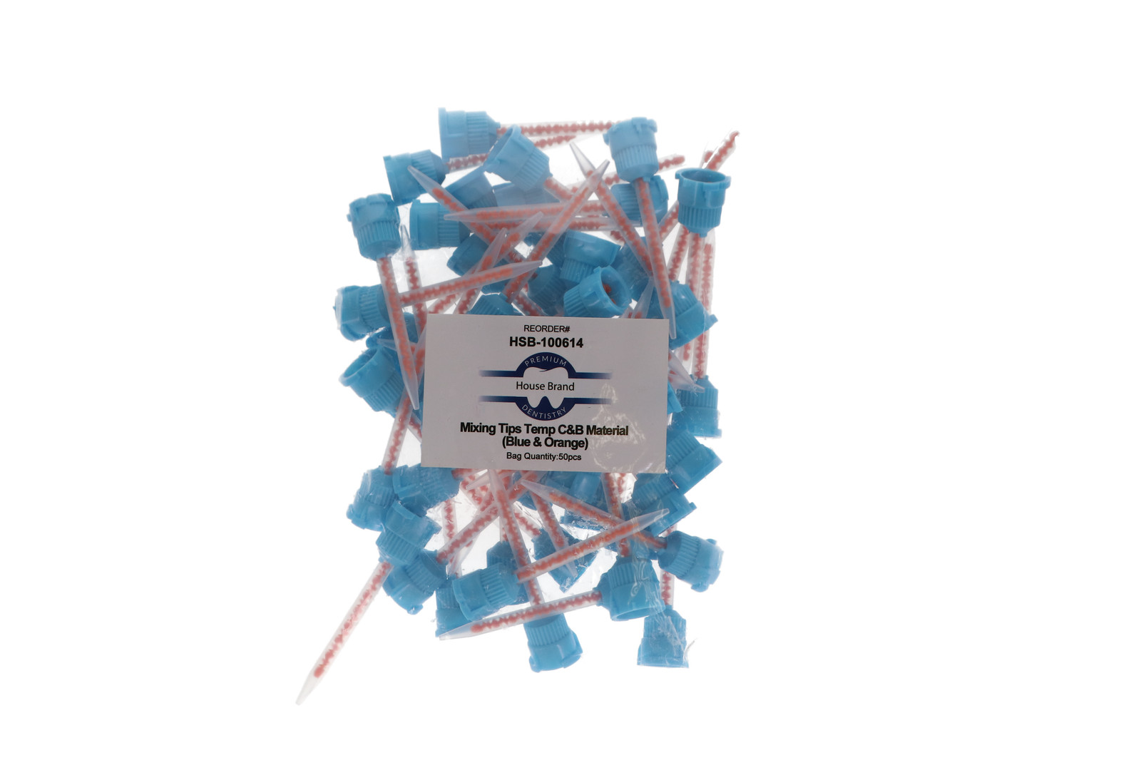 House Brand Dentistry 100614 Crown & Bridge Mixing Tips Blue & Orange 50/Pk