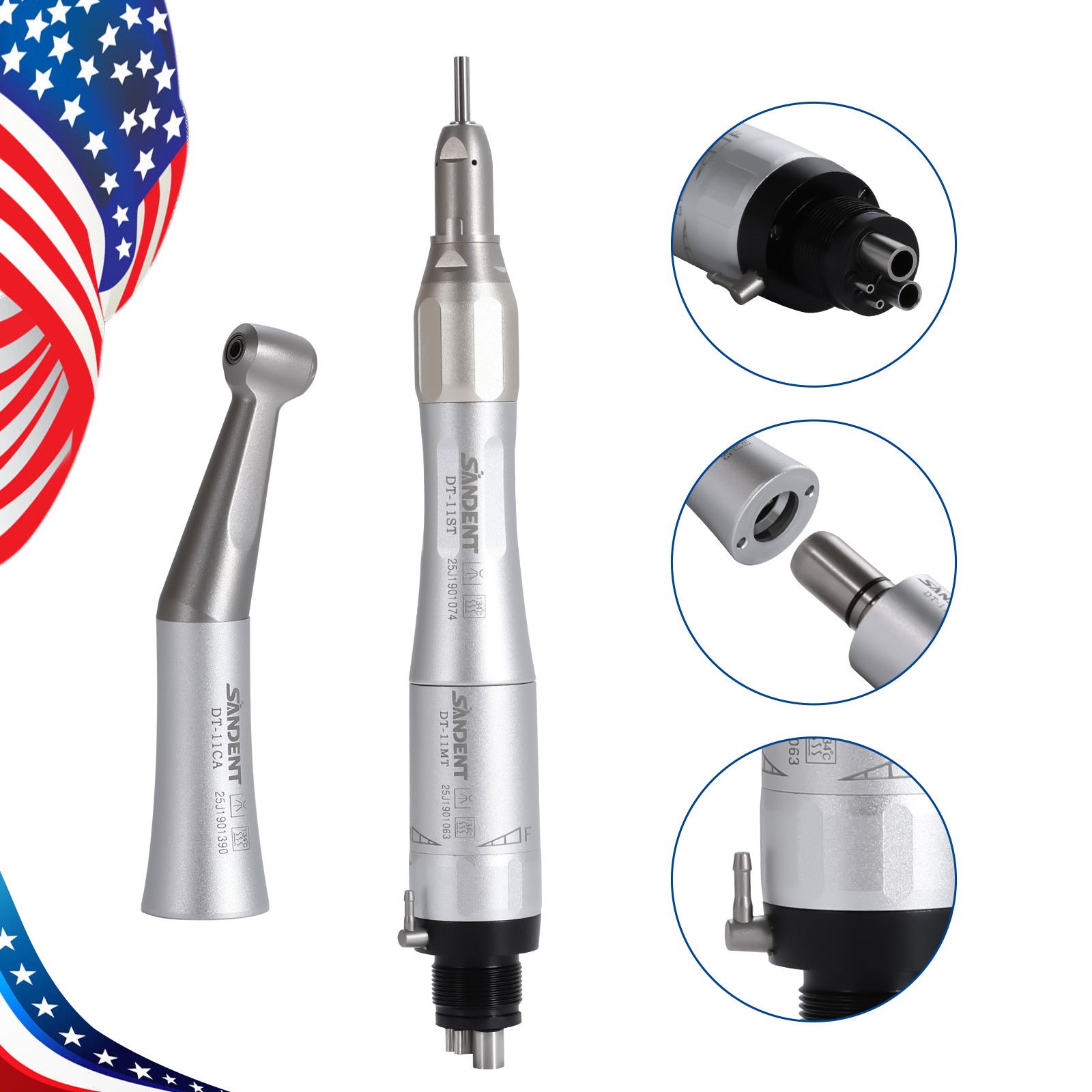 Dental 1:5 Increasing Handpiece Contra Angle LED Fit KAVO NSK Electric Motor USA
