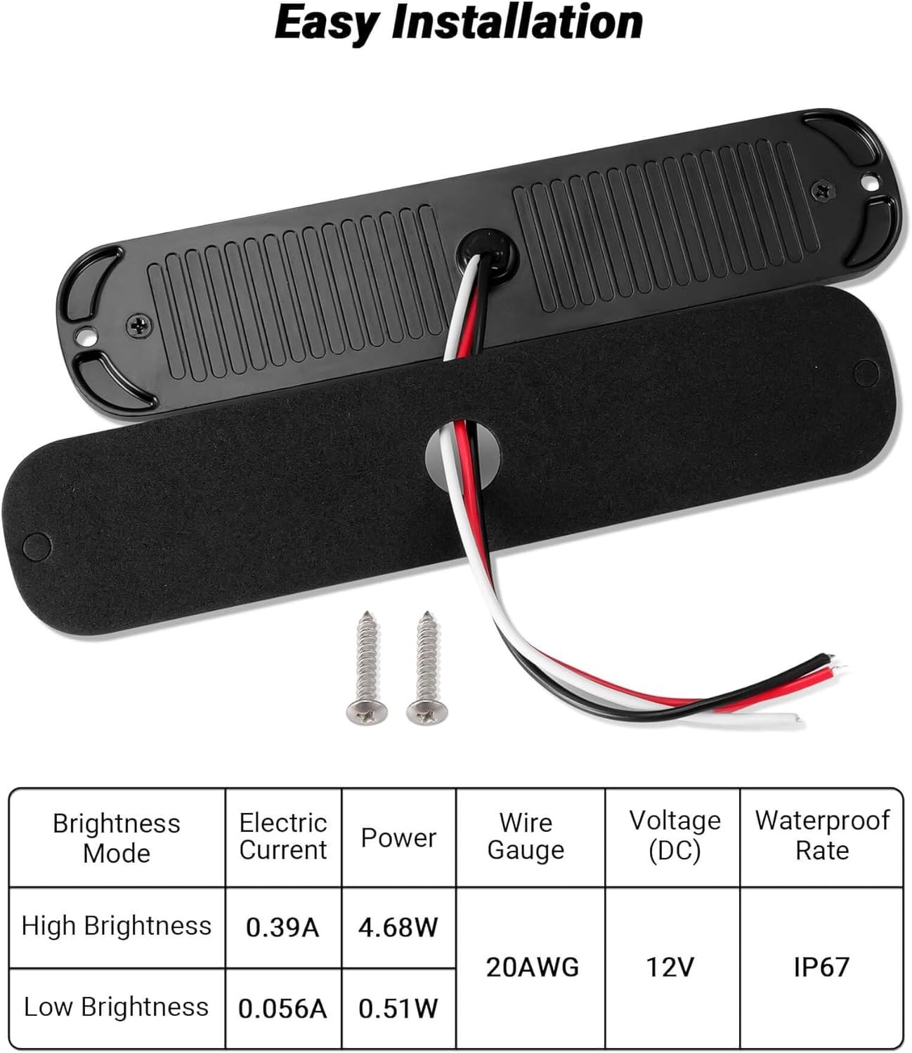 24LEDs Trailer Backup Reverse Light Surface Mount 7.5 inch Bar-White