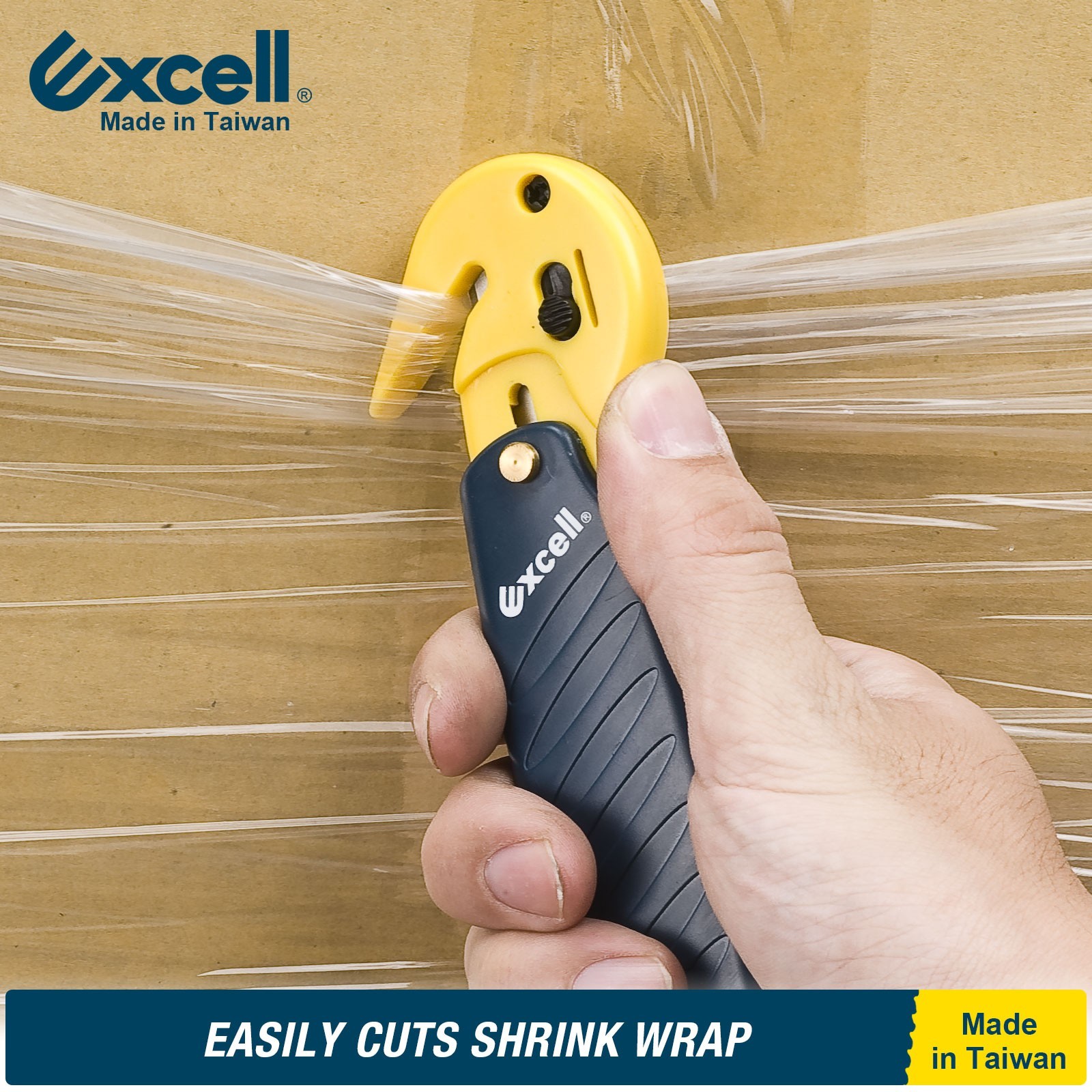 Excell Stretch Film Cutter Box Opener with Safety Blade for Shrink Wrap