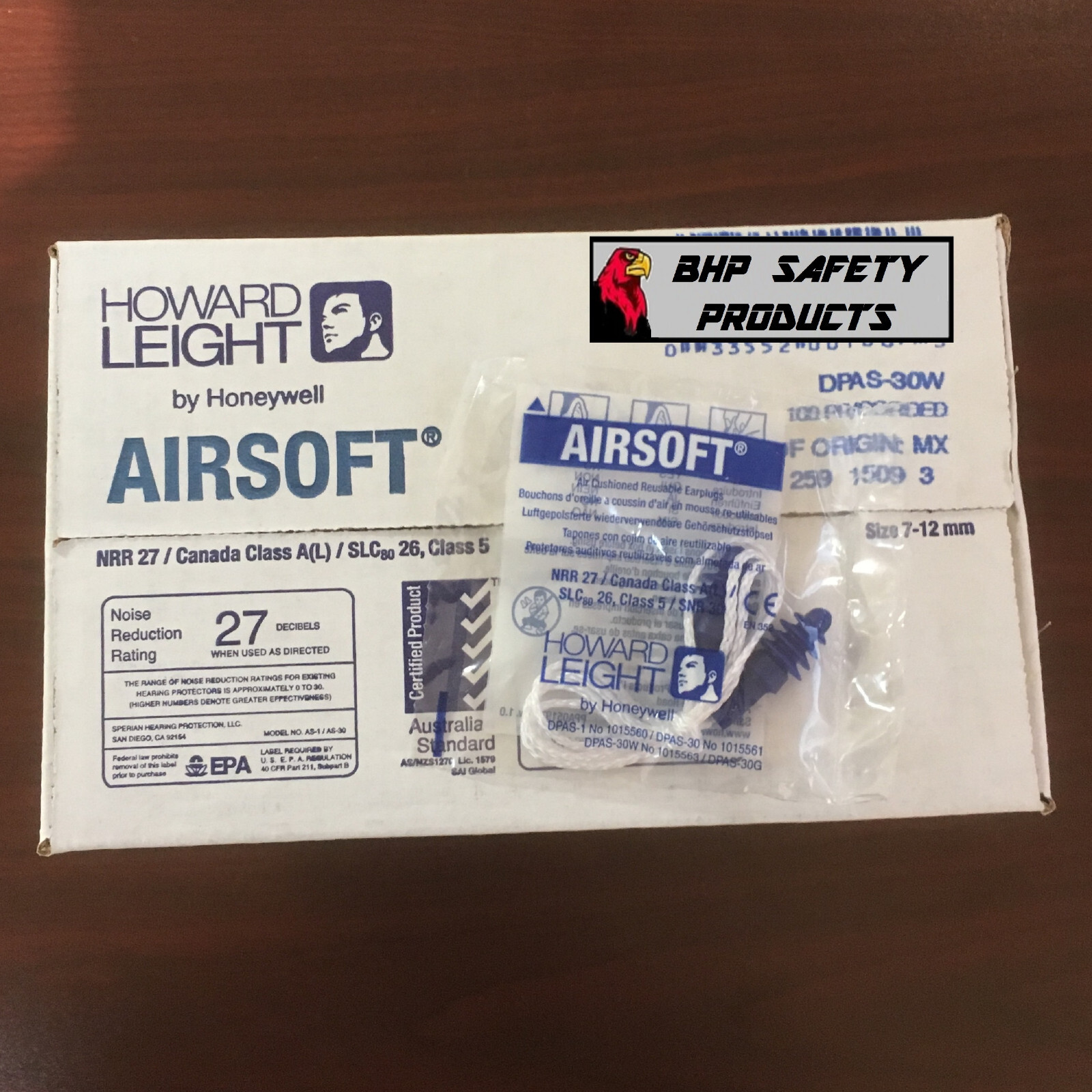 (10 PAIR) HOWARD LEIGHT DPAS-30W AIRSOFT REUSABLE EAR PLUGS W/ WHITE CLOTH CORD