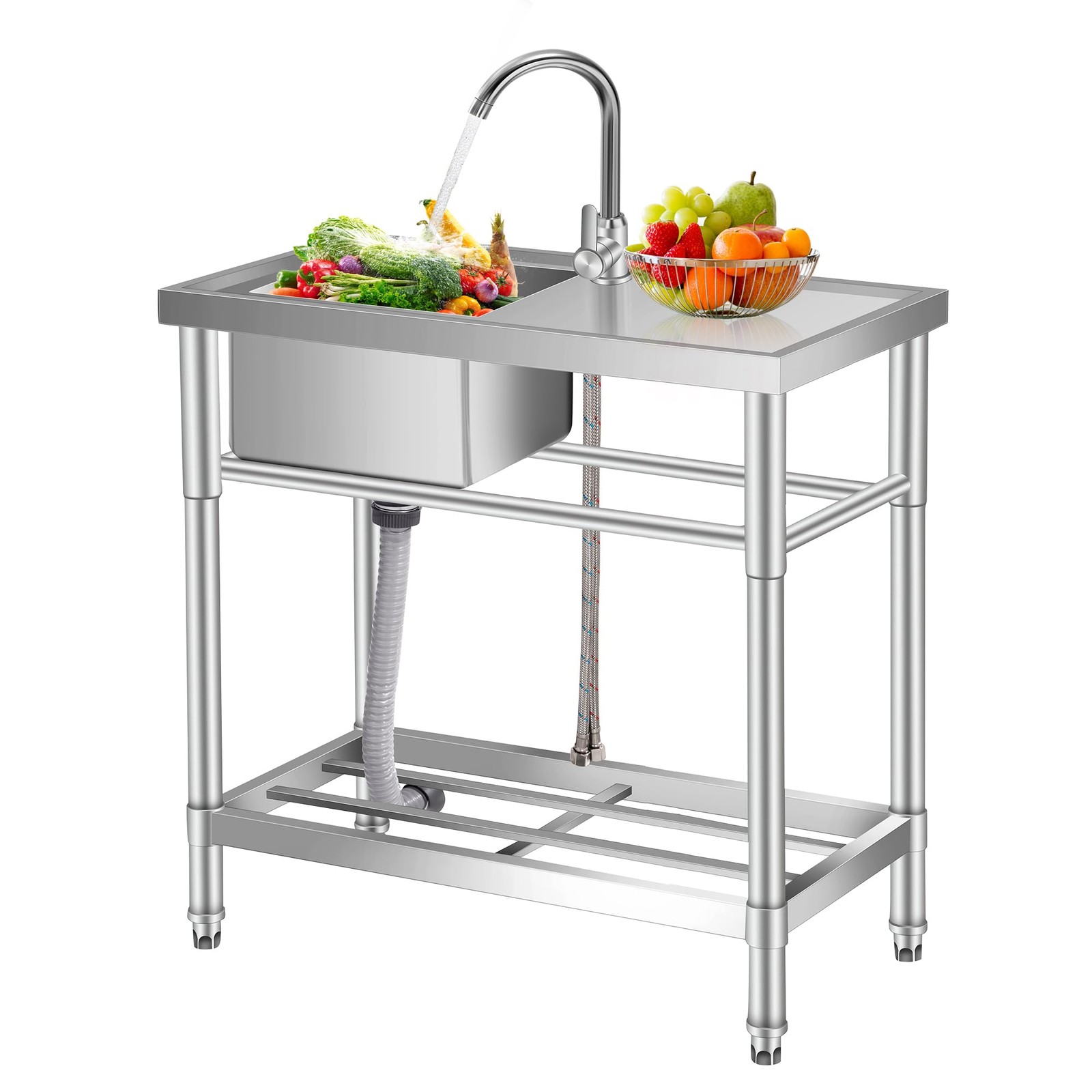 30″x16″x30″ Kitchen Sink Stainless Steel Commercial 1 Compartment Utility Sink