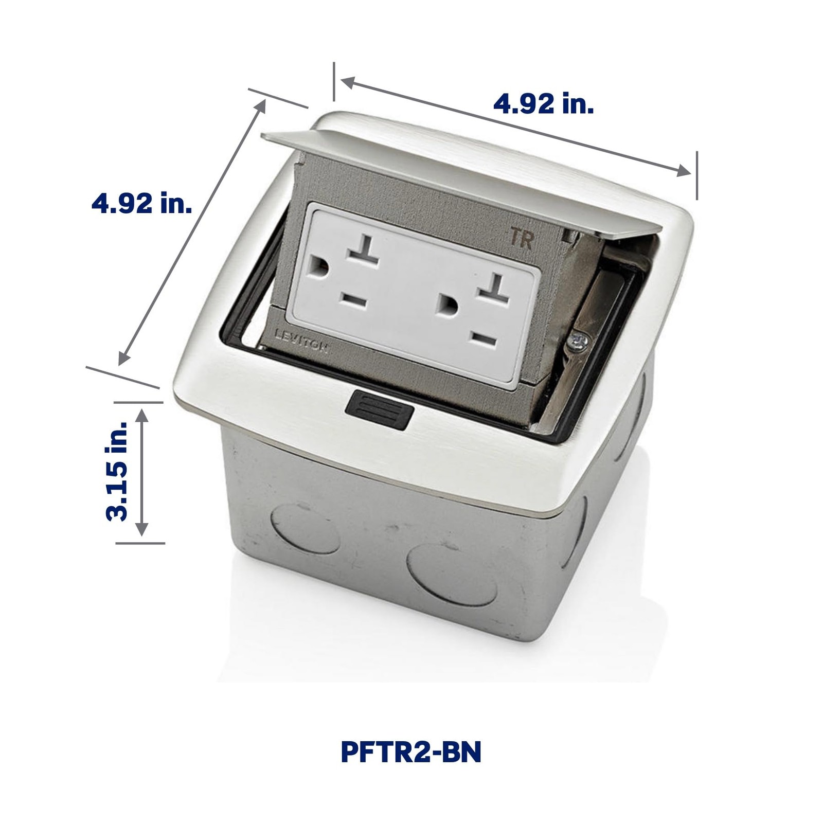 Leviton Pop-Up Floor Box with 20 Amp, Tamper-Resistant Outlet, PFTR2-BN,