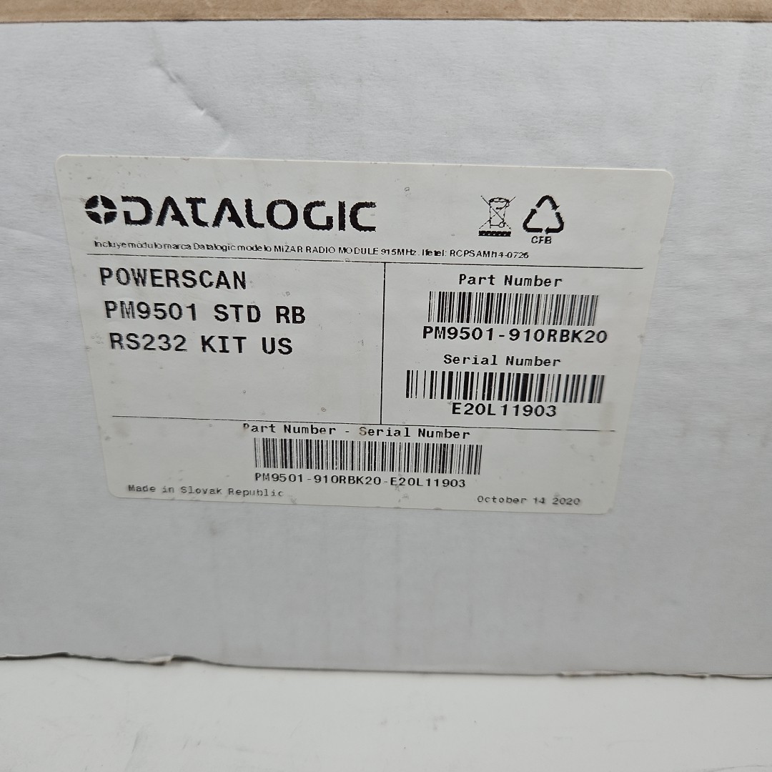 New Datalogic Powerscan PM9501-910RBK20 Barcode Reader Industrial Wireless