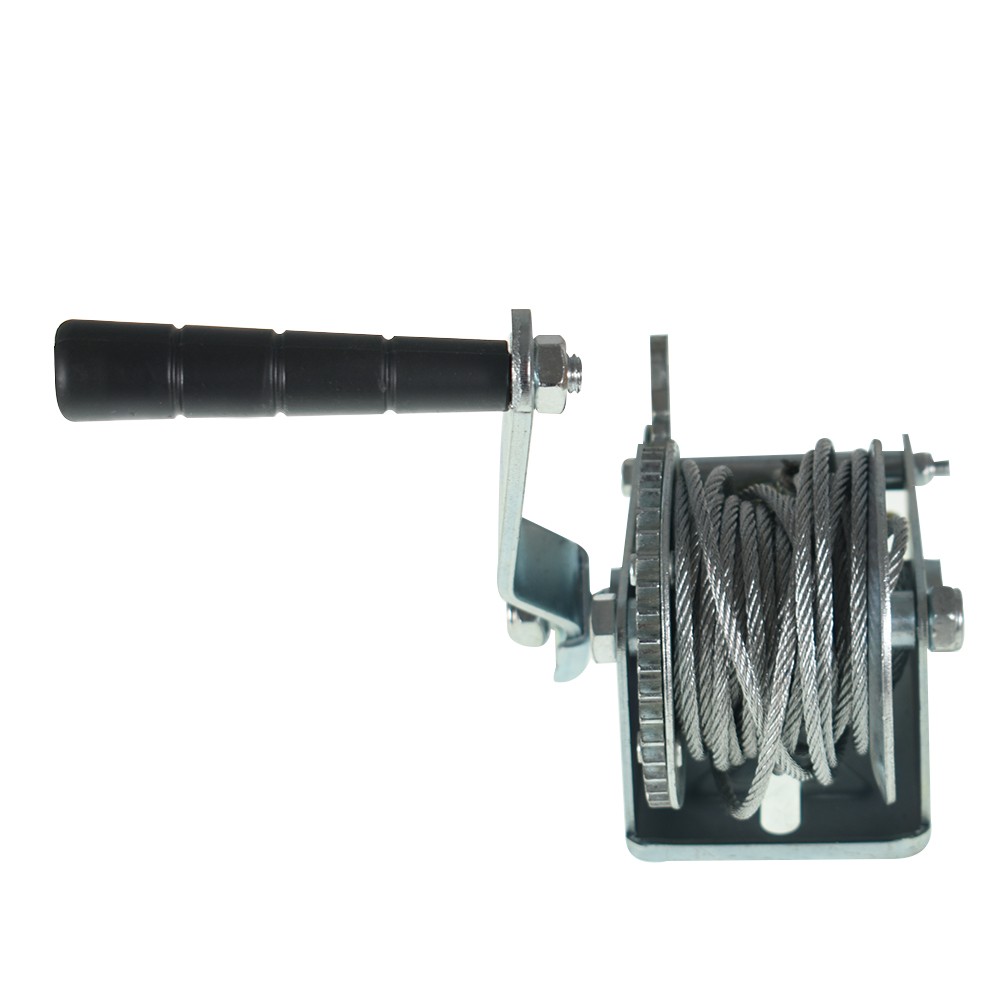 800lbs Hand Winch Hand Crank Strap Gear Winch ATV Boat Trailer With 26ft Cable