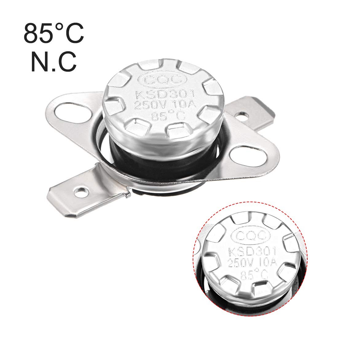 uxcell KSD301 Thermostat 85°C/185°F 10A Normally Closed N.C Adjust Snap Disc…