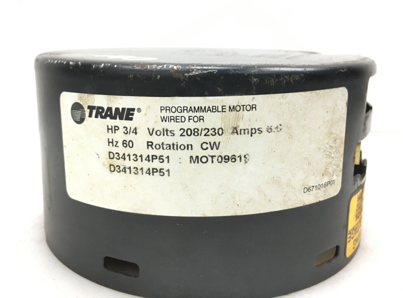 GE Module DG02 only 3/4 HP TRANE D341314P51 MOT09619 Rot CW LE 230V used #Z40