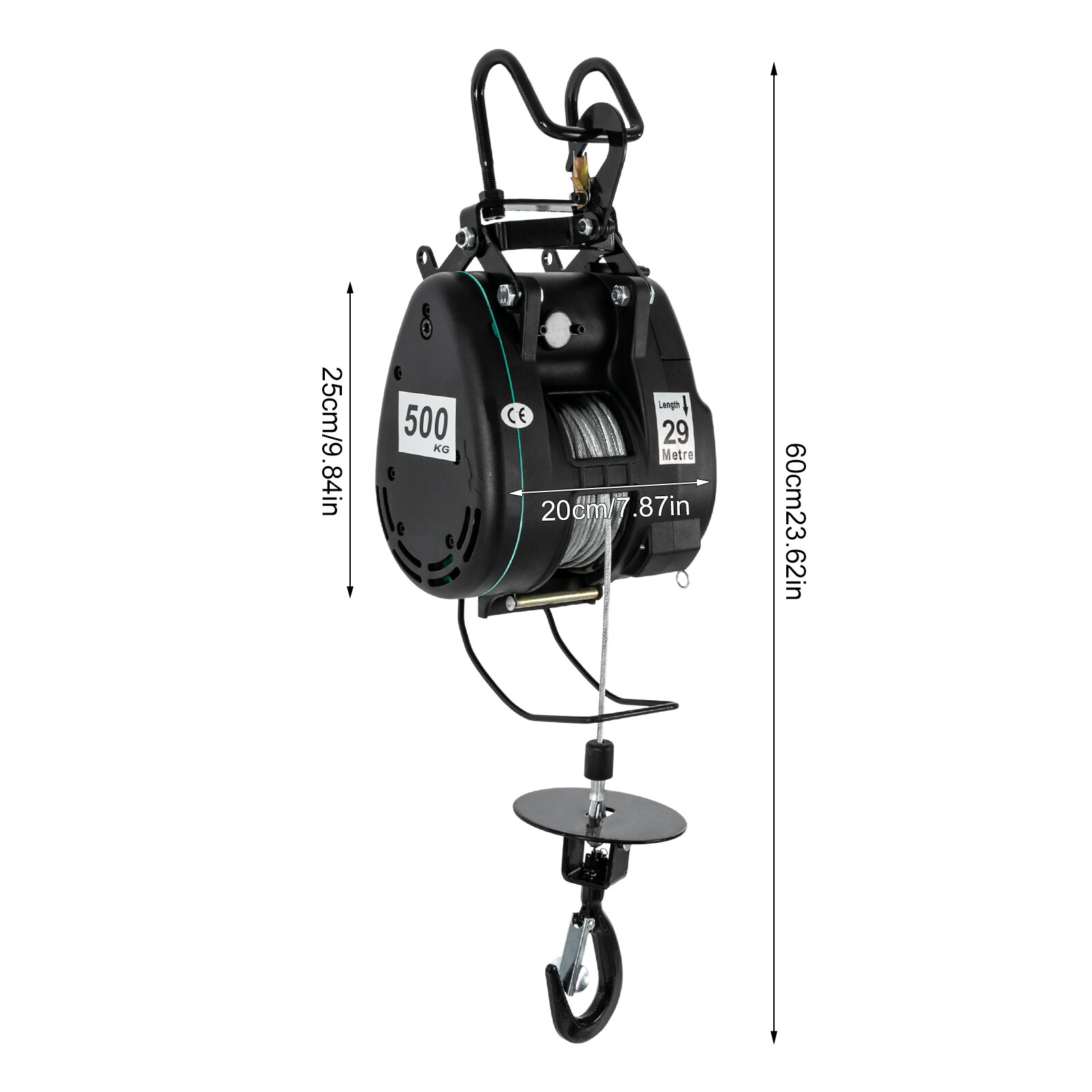 110V 50/60HZ Electric Hoist with Wired Control Winch Lift 500kg/1102.31lbs NEW