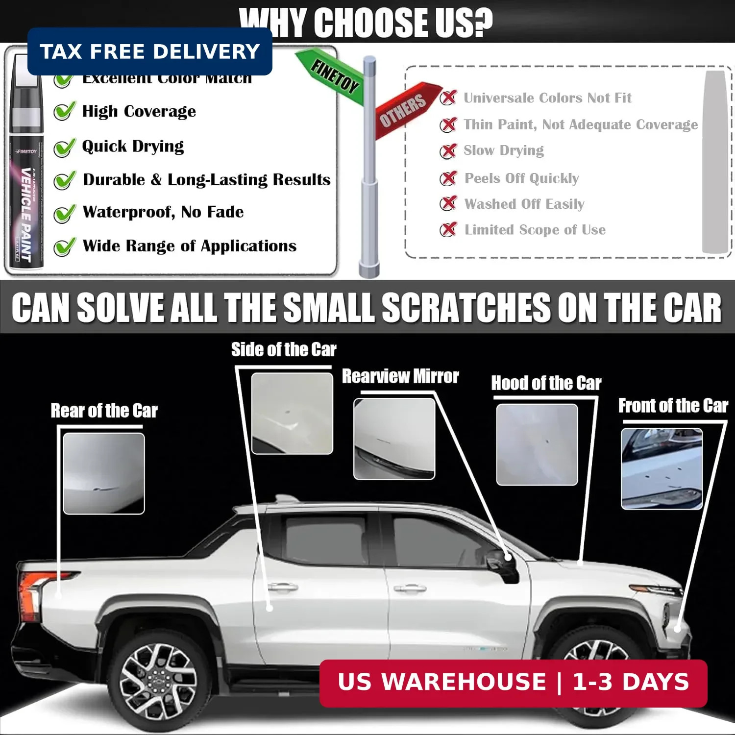 GXD/WA130H Sterling Gray Metallic Touch Up Paint for Chevrolet, Car Scratch Repa