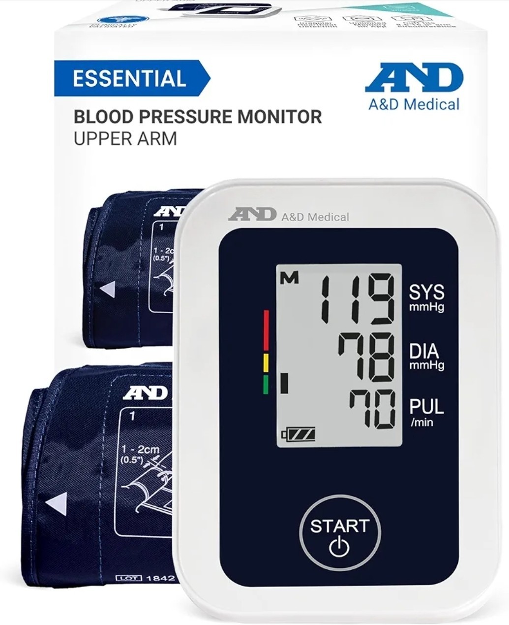 A&D Medical Essential Arm-Type Digital Automatic Blood Pressure Monitor w/ Cuff