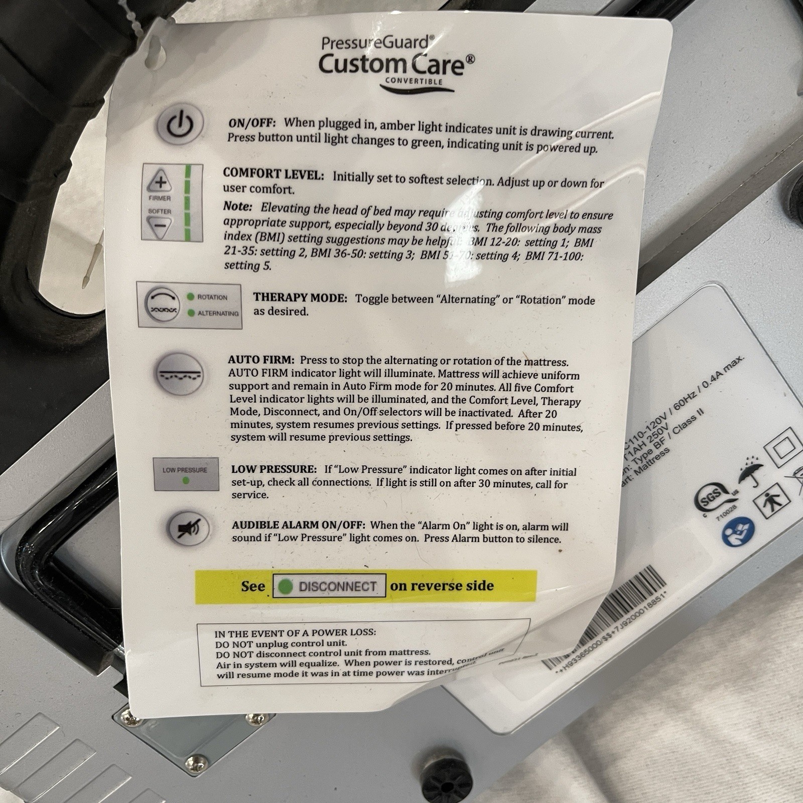 Span America 6500 Custom Care Convertible Mattress Control Unit UNTESTED