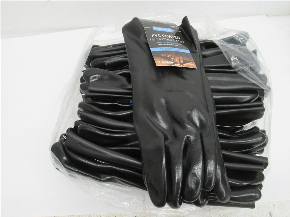 Cordova 51141 , 14″ Extended Cuff PVC Coated Gloves , Large (PK 12)