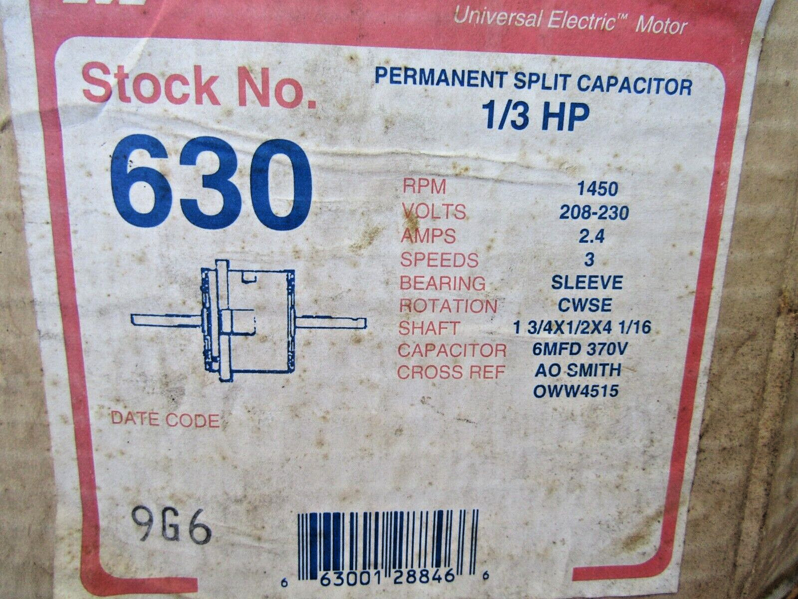🔥NEW MAGNETEK 630 1/3 HP SPLIT CAPACITOR MOTOR 208-230VAC 3 SPEED 1450 RPM DUAL