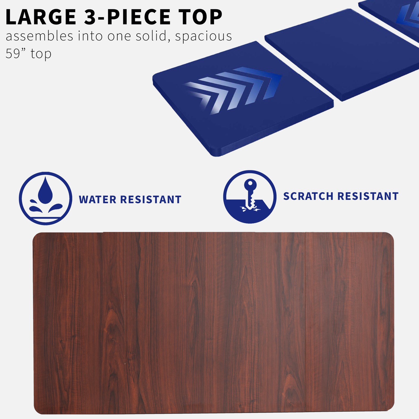 VIVO Dark Walnut 60 x 30 inch Universal Table Top for Sit to Stand Desk Frames