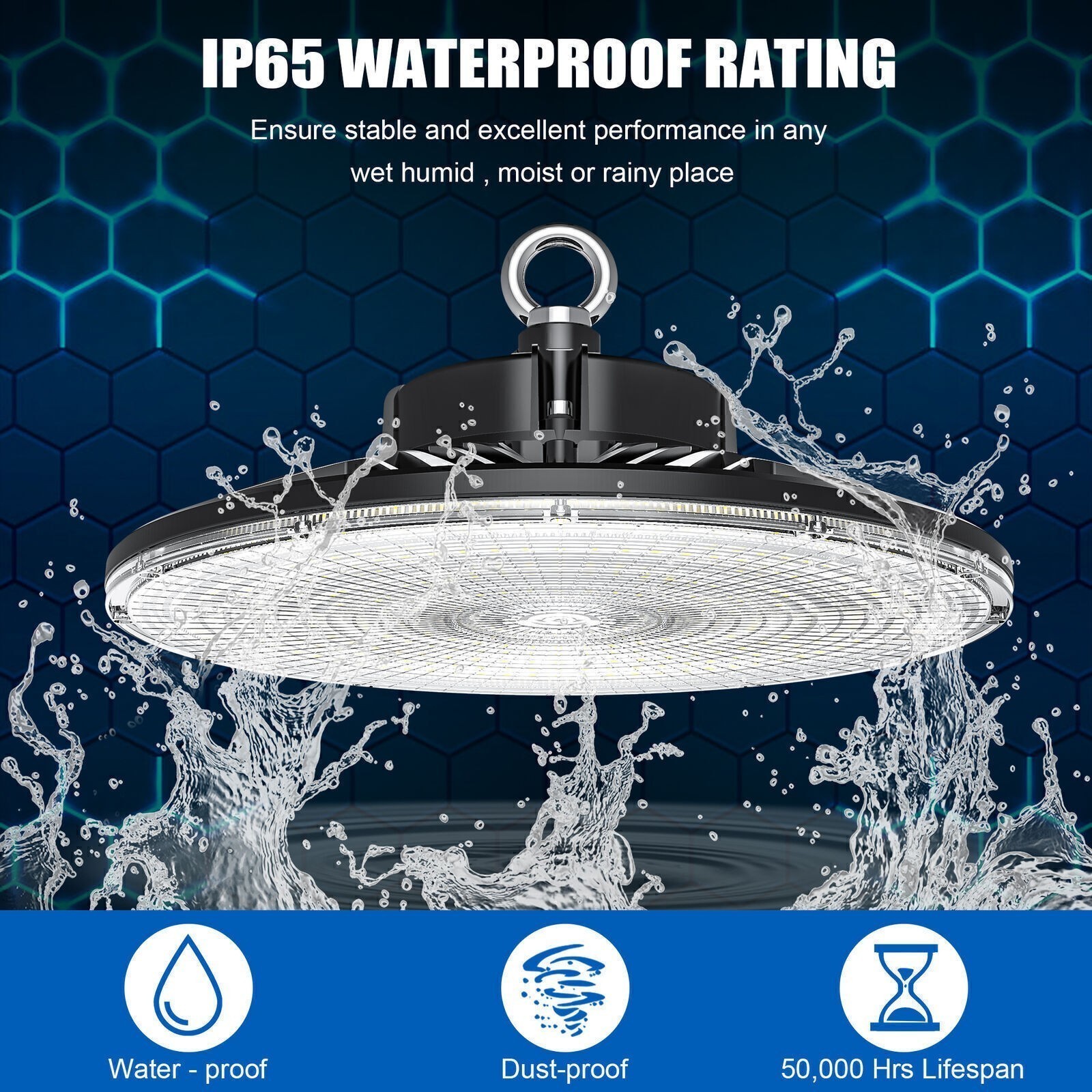 6 PACK 150W UFO Led High Bay Light Commercial Factory Warehouse Shop Light 5000K