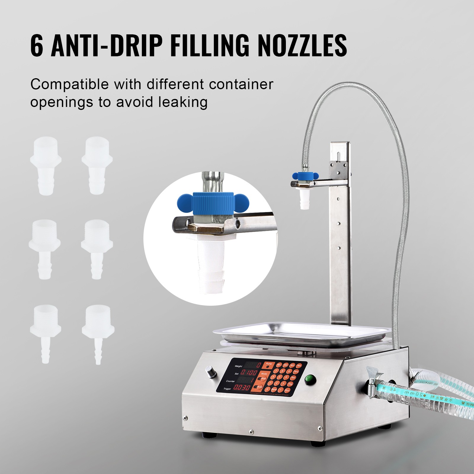 VEVOR Automatic Liquid Filling Machine Digital Control Bottle Filler 30-15000 g