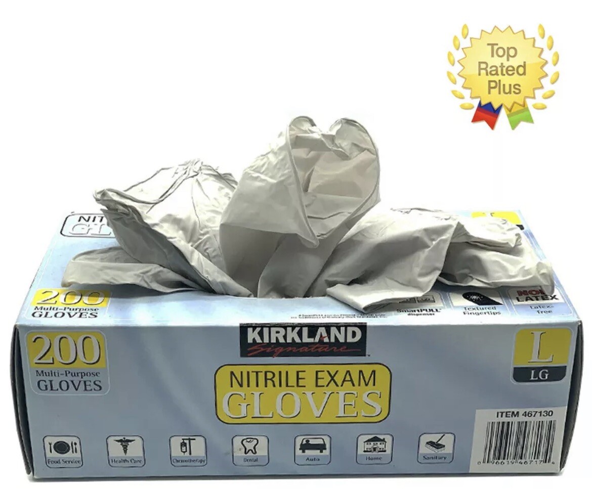 KIRKLAND Signature Nitrile Exam GLOVES Powder Latex free LARGE 400 PCS