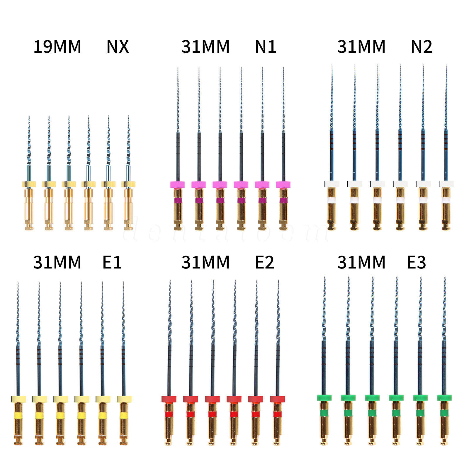 6Pcs Dental Endodontic NiTi Engine Use Heat Activated Rotary Files 19/21/25/31mm