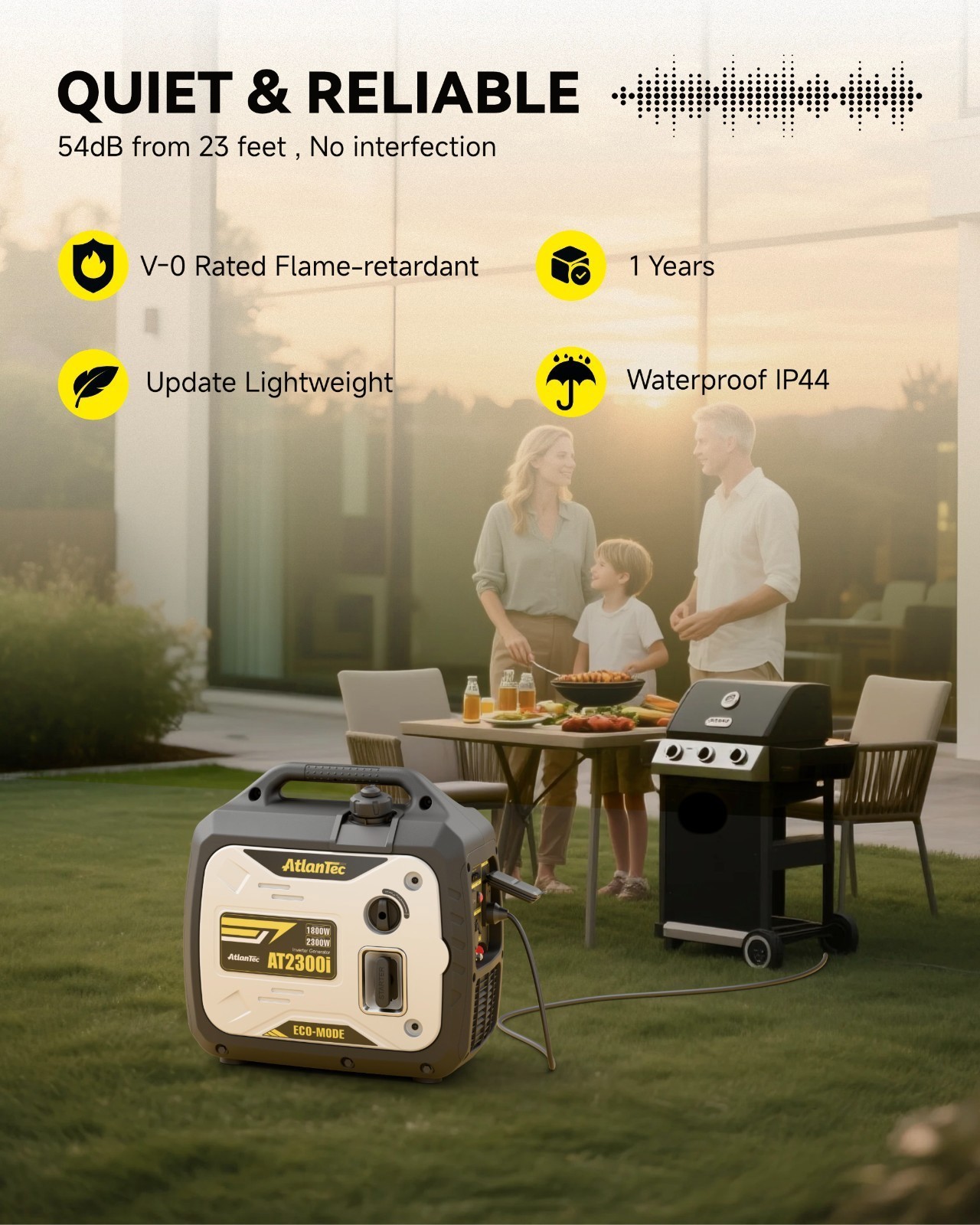 2300W Gas Power Inverter Generator Portable Home Backup Job site Construction