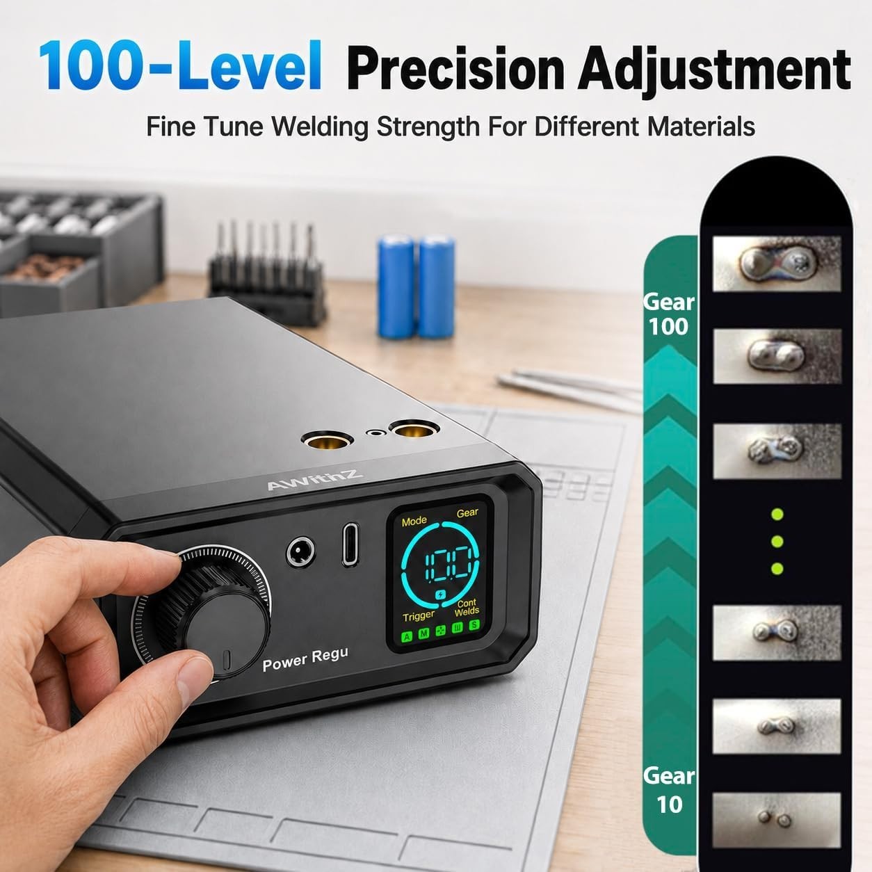 AWithZ 9000W Portable Spot Welder Battery Welder 100 Levels for 18650 21700 DIY