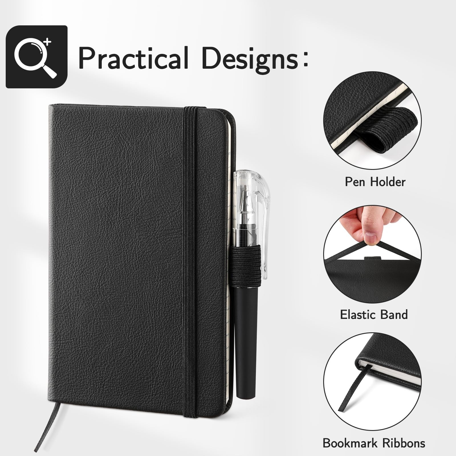 NETANY 4 Pack Small Notebook Pocket Notebook, A6 Mini Leather Hardcover Journal,