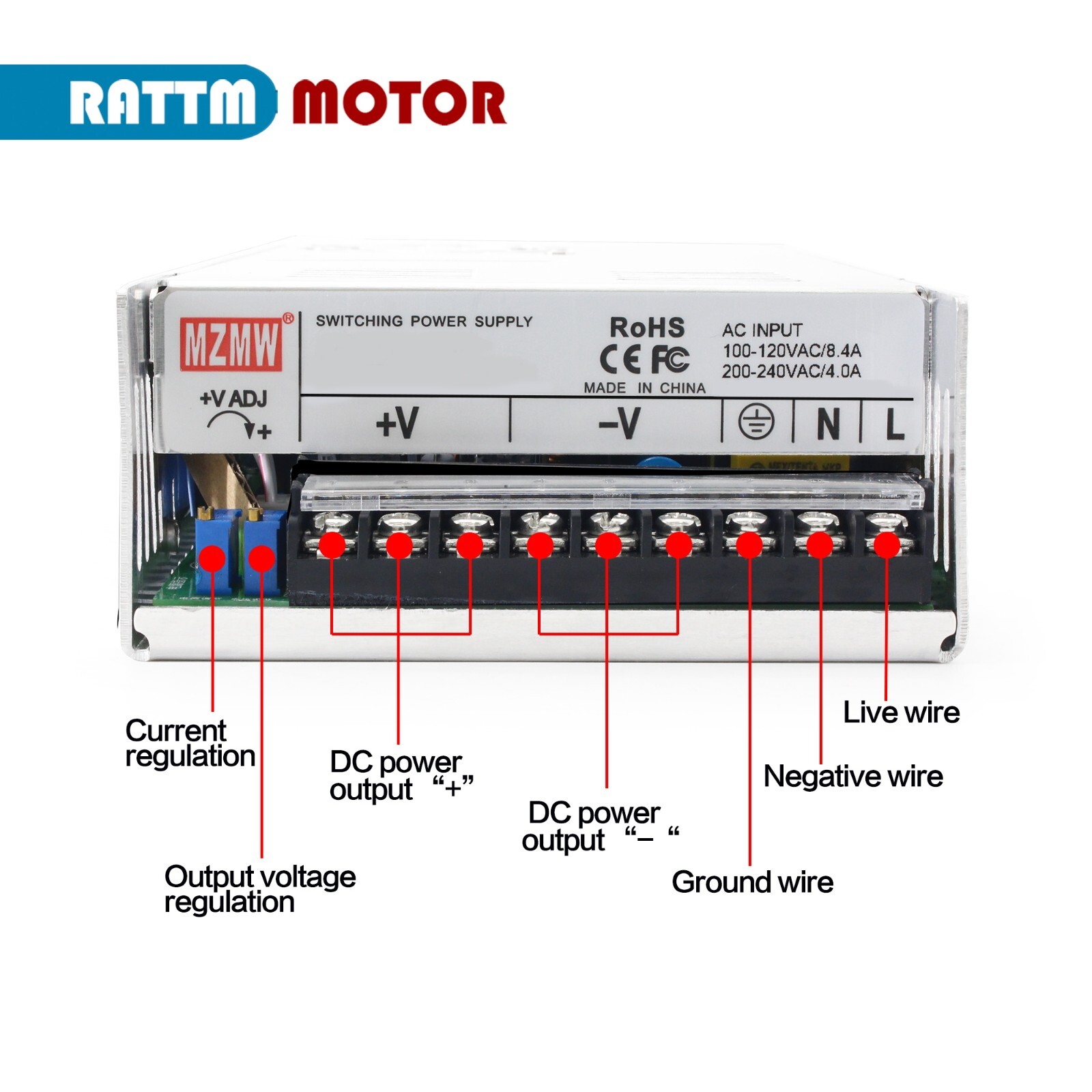 『USA』12V 50A 600W DC Switching Power Supply Adapter PSU for LED Light/3D Printer