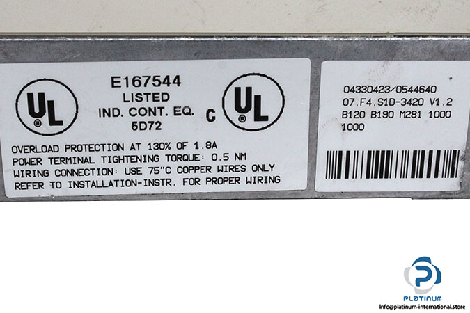 KEB 07.F4.S1D-3420/1.2 INVERTER DRIVE_KEB 07 F4 S1D-3420/1 2