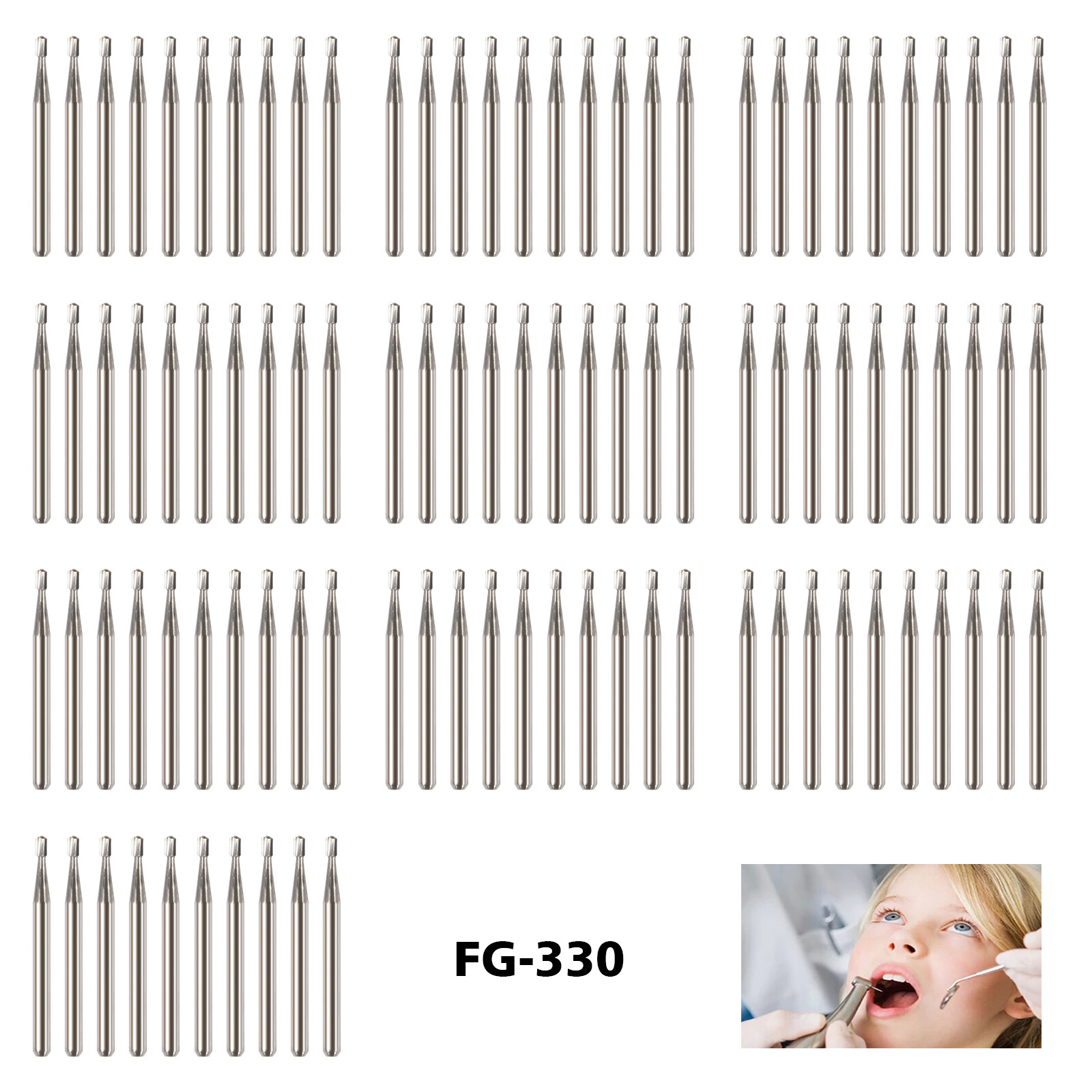 Dental High Speed Burs FG330 Carbide Tungsten FG330 Tapered Fissure Type