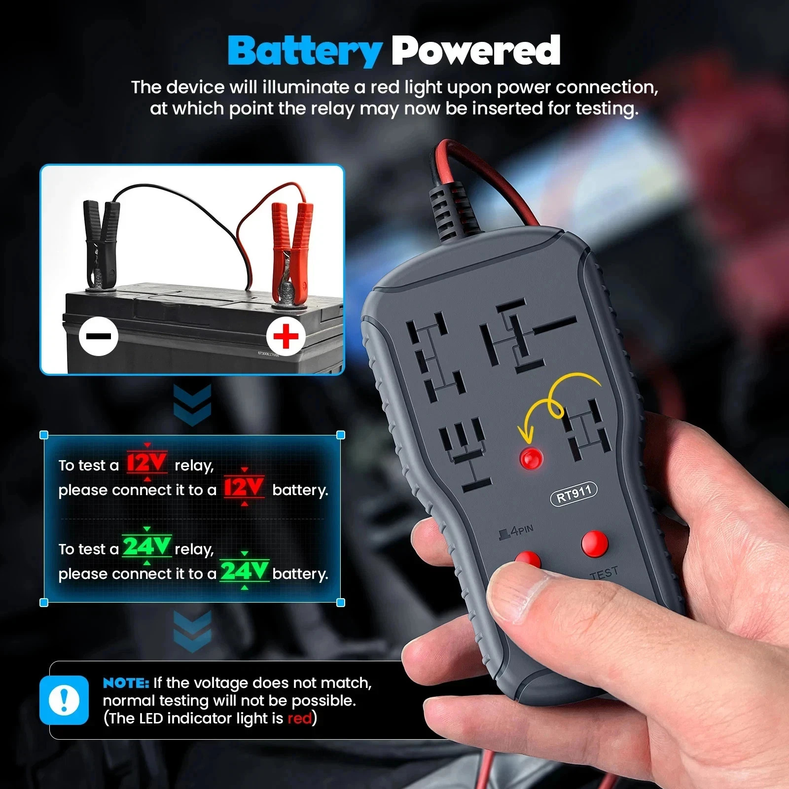 New 12V/24V Automotive Relay Tester 4PIN 5PIN Super Relay Tester Diagnostic Tool