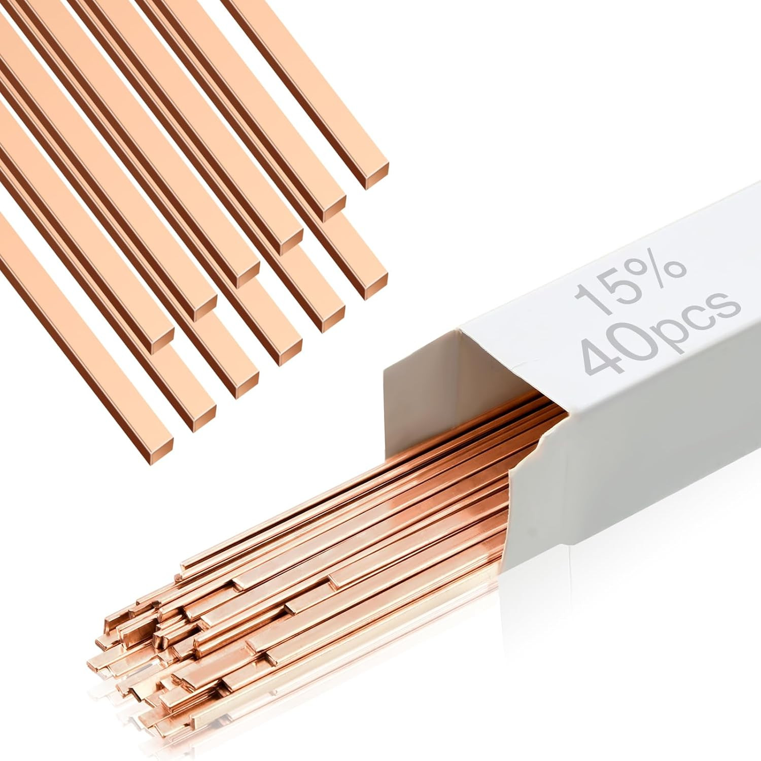 40 Sticks Brazing Rods AWS Bcup-5 15% Silver Solder Phos Copper Brazing Alloys F