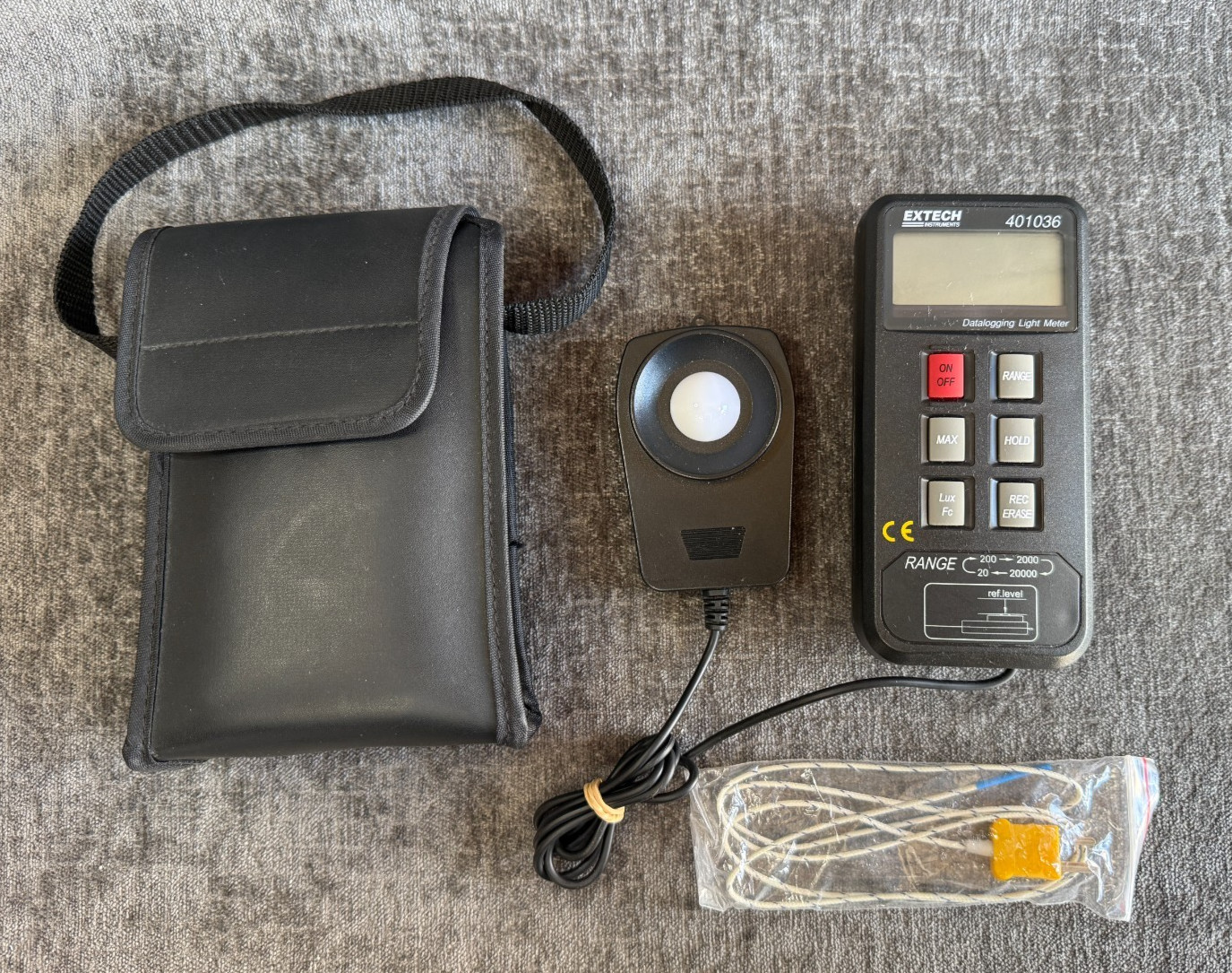 Extech 401036 Datalogging Light Meter Lux Fc Digital Luxmeter with Sensor & Case