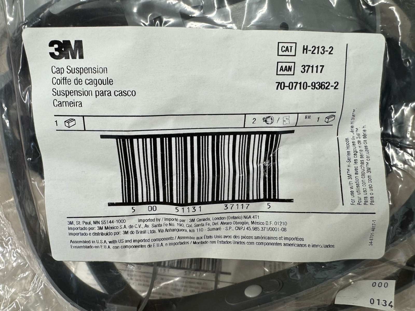 3M 37117 Cap Suspension, For Use With: H-410-10 And H-420-10 Hoods