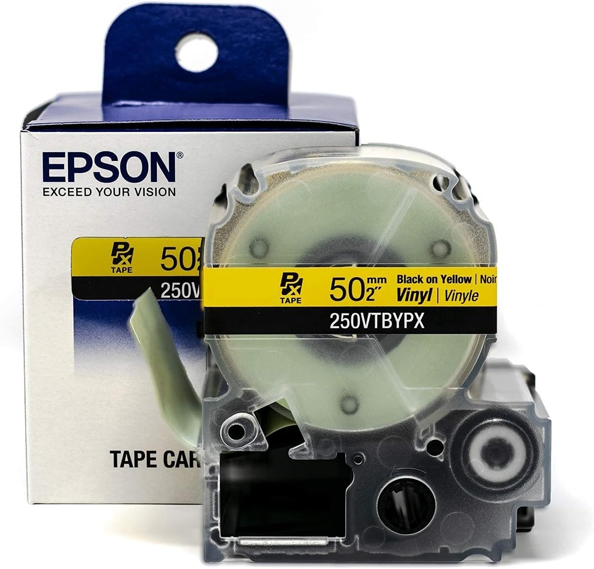 Epson LABELWORKS 250VTBYPX Black on Yellow 2″ (50mm) Vinyl Label Tape **5-PACK**