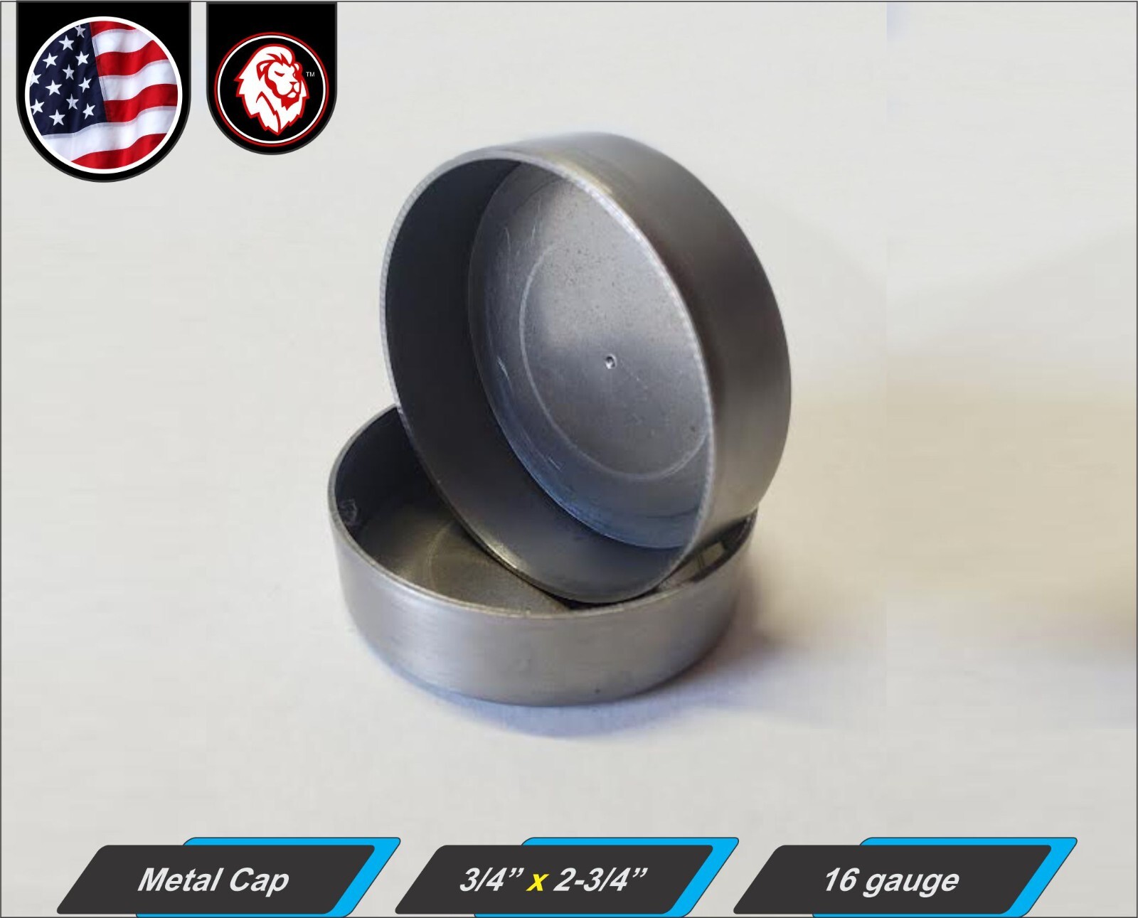(4X) 2-3/4″ Pipe End Cap – Butt-Weld – 3/4″ Height – 16 gauge – Mild Steel