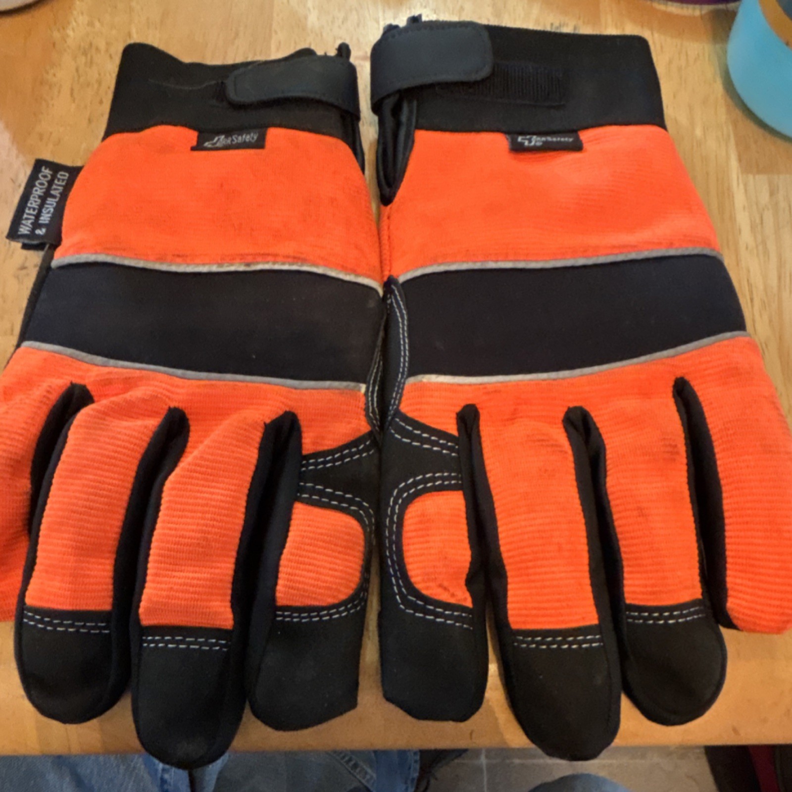 ORR Safety Waterproof Insulated XL Work Gloves Orange Black Nylon Polyester