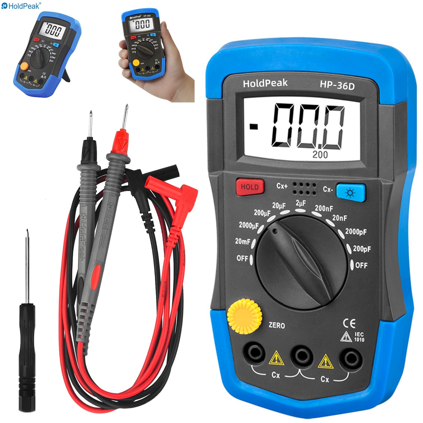 Digital Capacitance Meter Handheld Capacitor Tester 0.1pF to 20000uF LCD Backlit