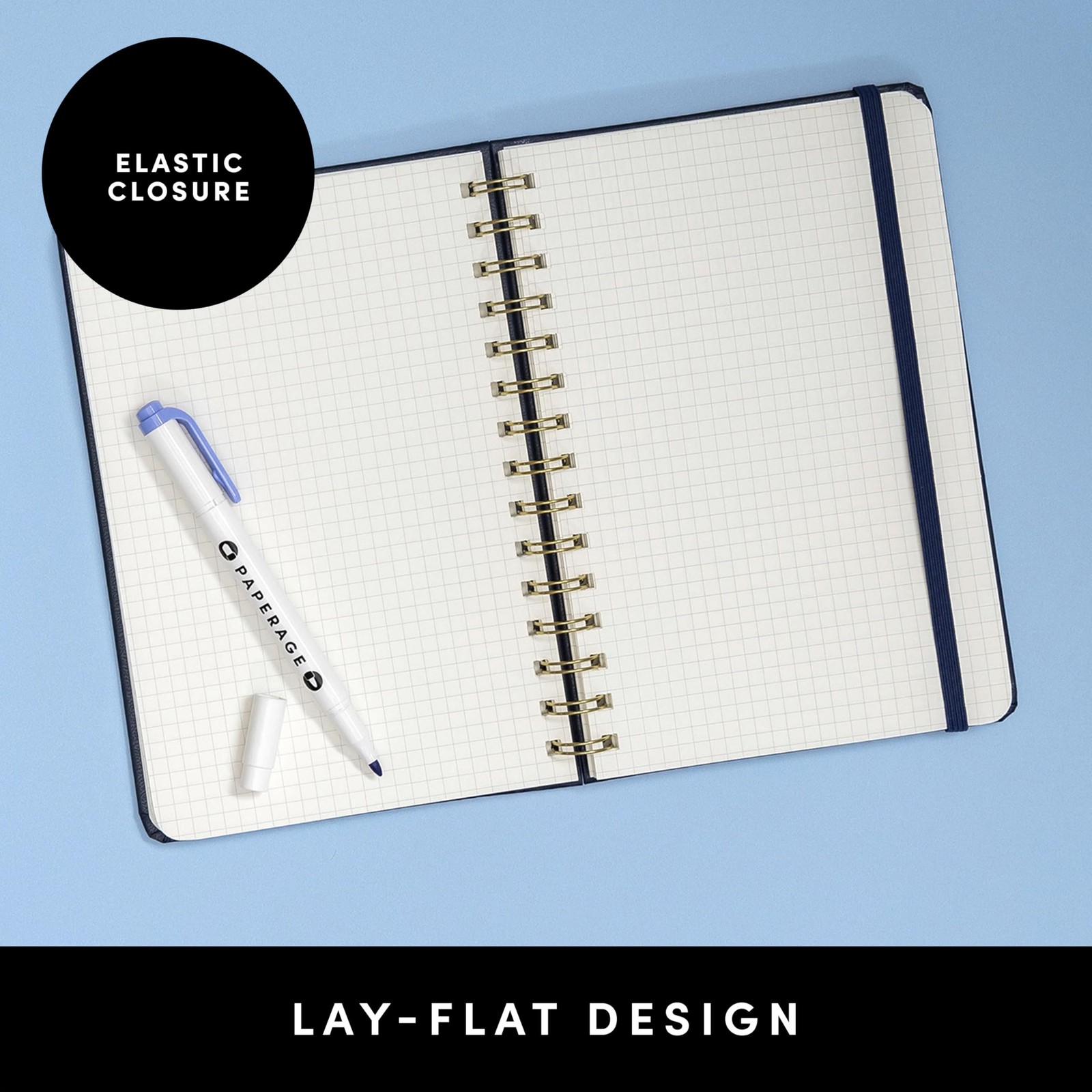 PAPERAGE Graph Paper Spiral Notebook & Journal, (Navy), 160 Pack of 1, Navy