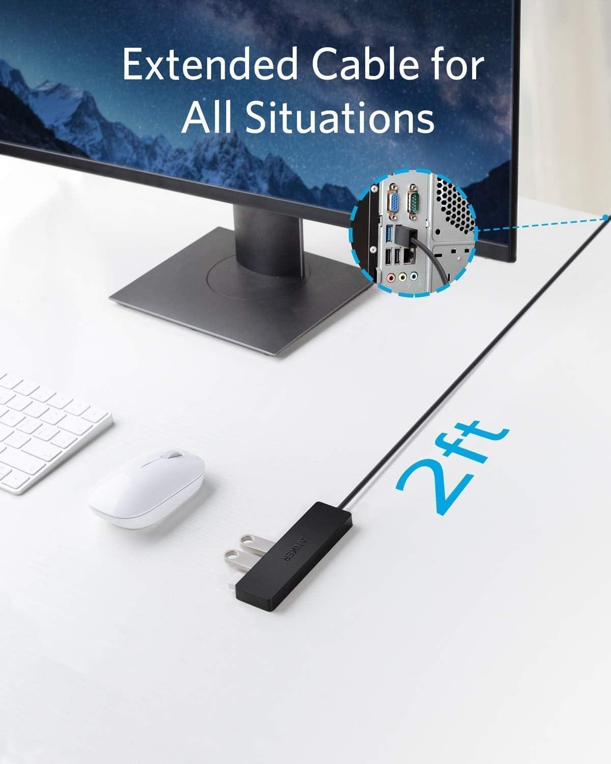 USB Hub 4 Ports, Multiple USB 3.0 Hub, USB Splitter for Laptop, Extender for a P